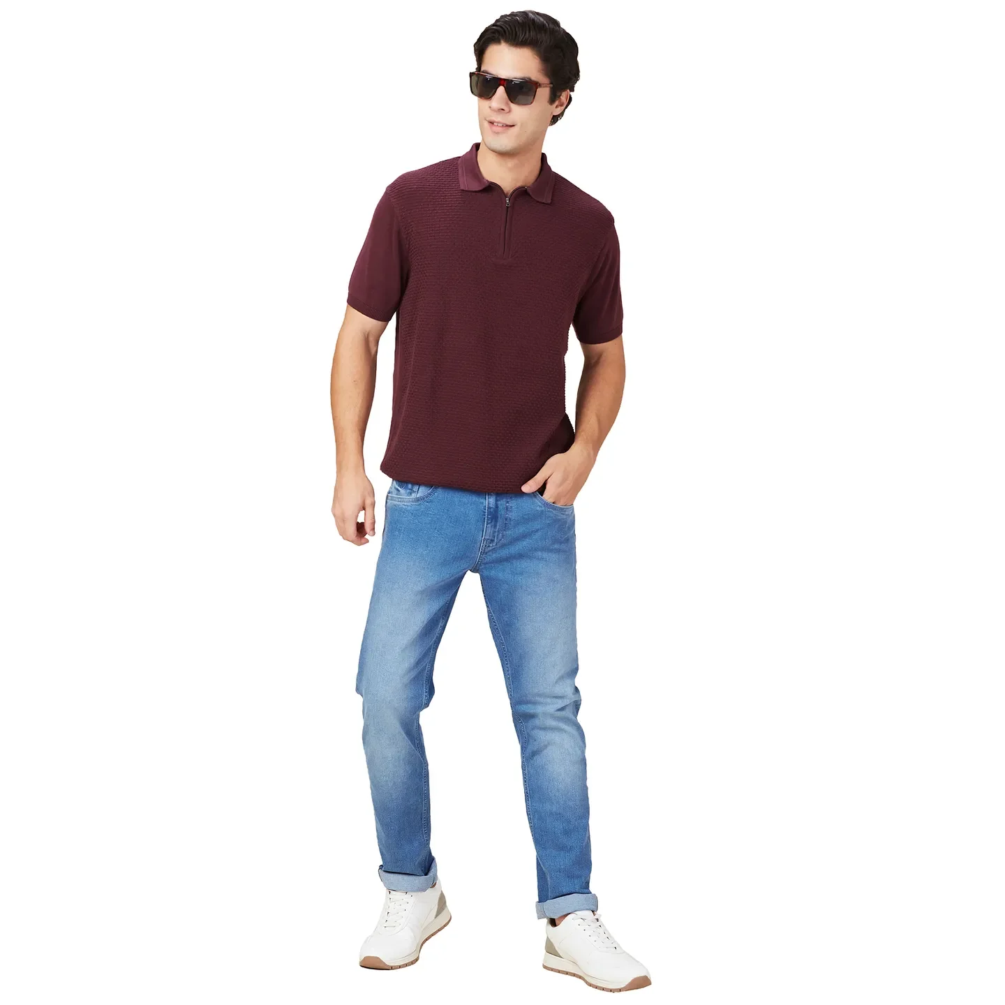 Wine Regular Fit Men's Polo T-Shirt by Being Human Clothing - Image 6