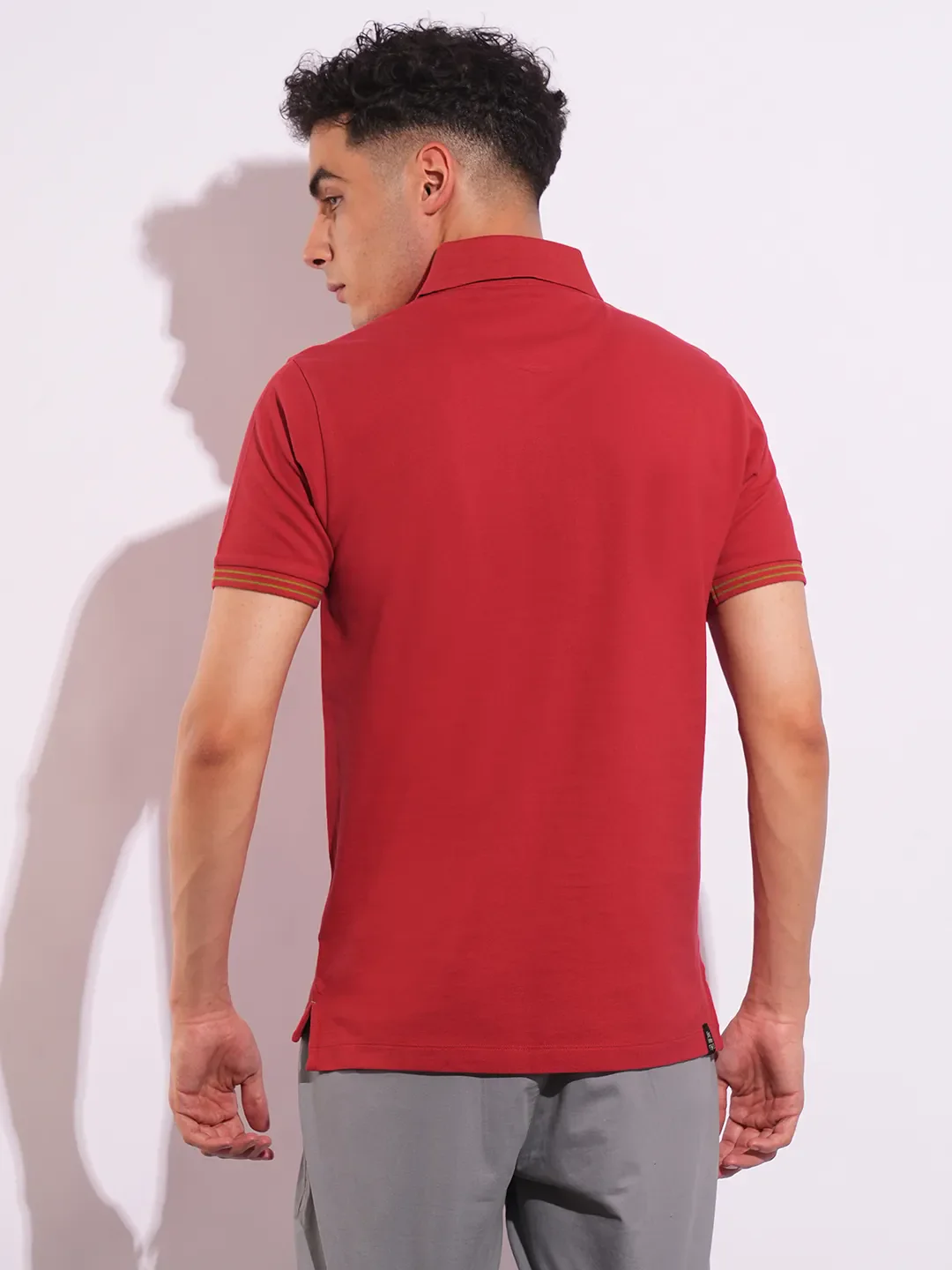 Red Regular Fit Men's Polo T-Shirt by Being Human Clothing - Image 3