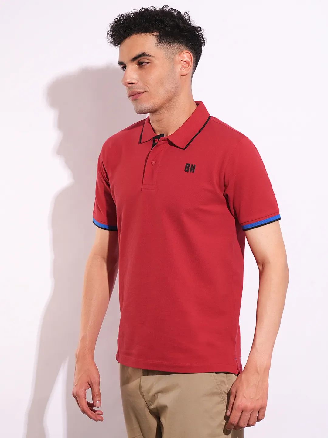 Red Regular Fit Men's Polo T-Shirt by Being Human Clothing - Image 2