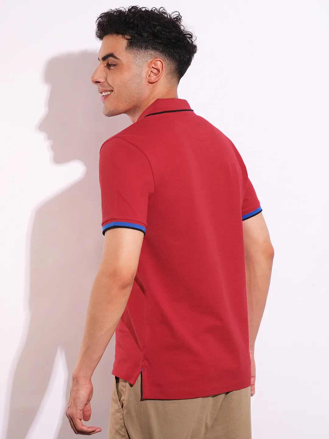 Red Regular Fit Men's Polo T-Shirt by Being Human Clothing - Image 3