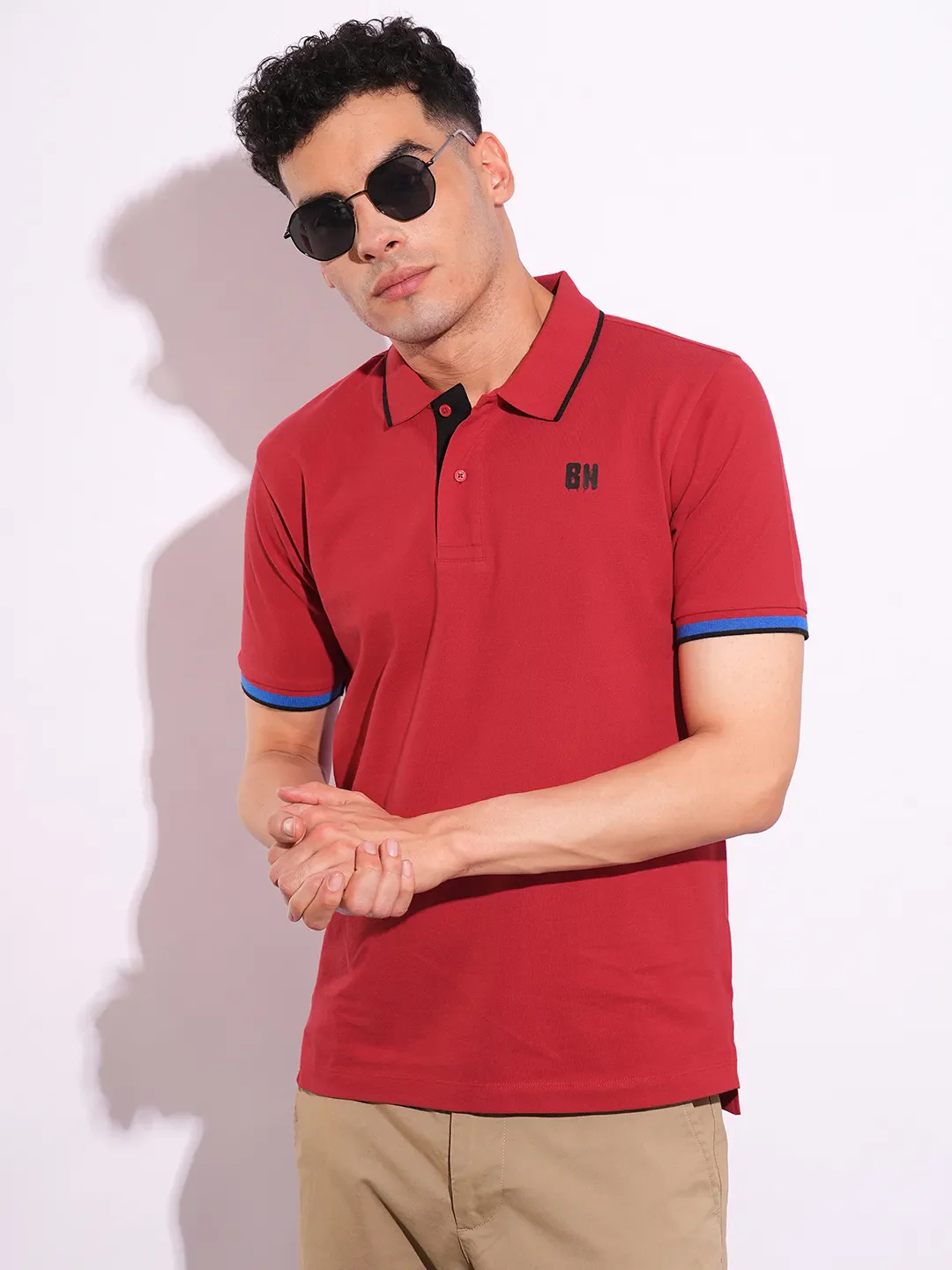 Red Regular Fit Men's Polo T-Shirt by Being Human Clothing - Image 6