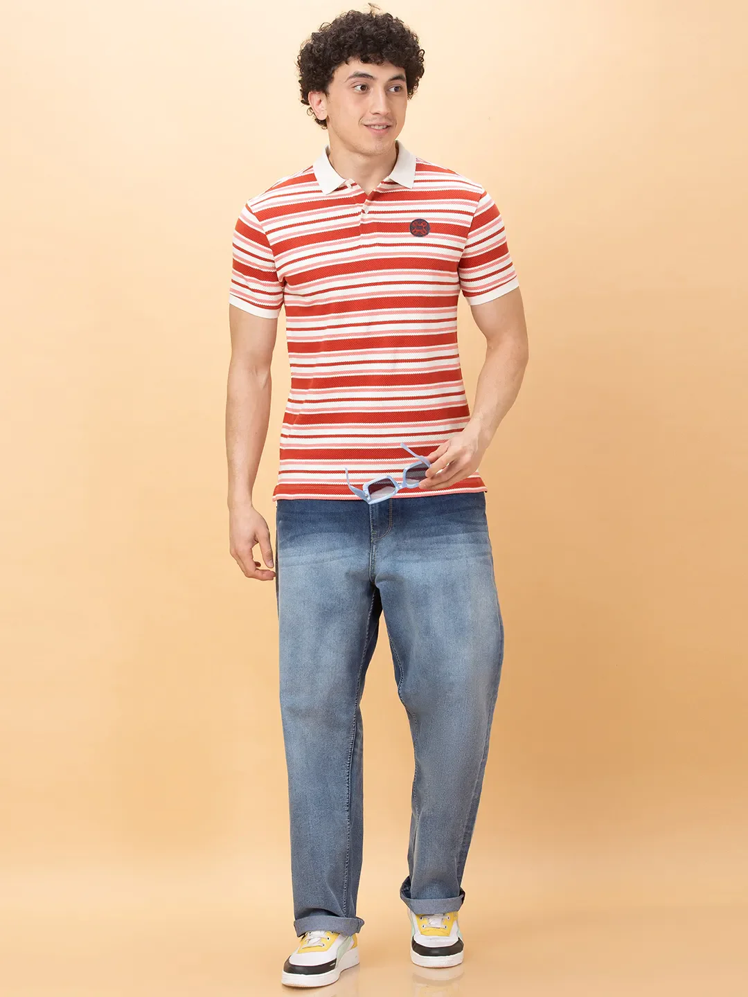 Rust Regular Fit Men's Polo T-shirt by Being Human Clothing - Image 6