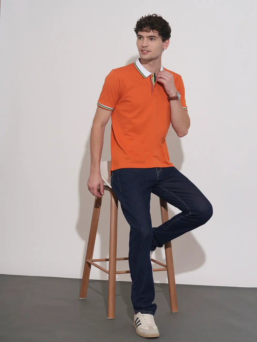 Brown Regular Fit Men's Polo T-Shirt by Being Human Clothing - Image 4