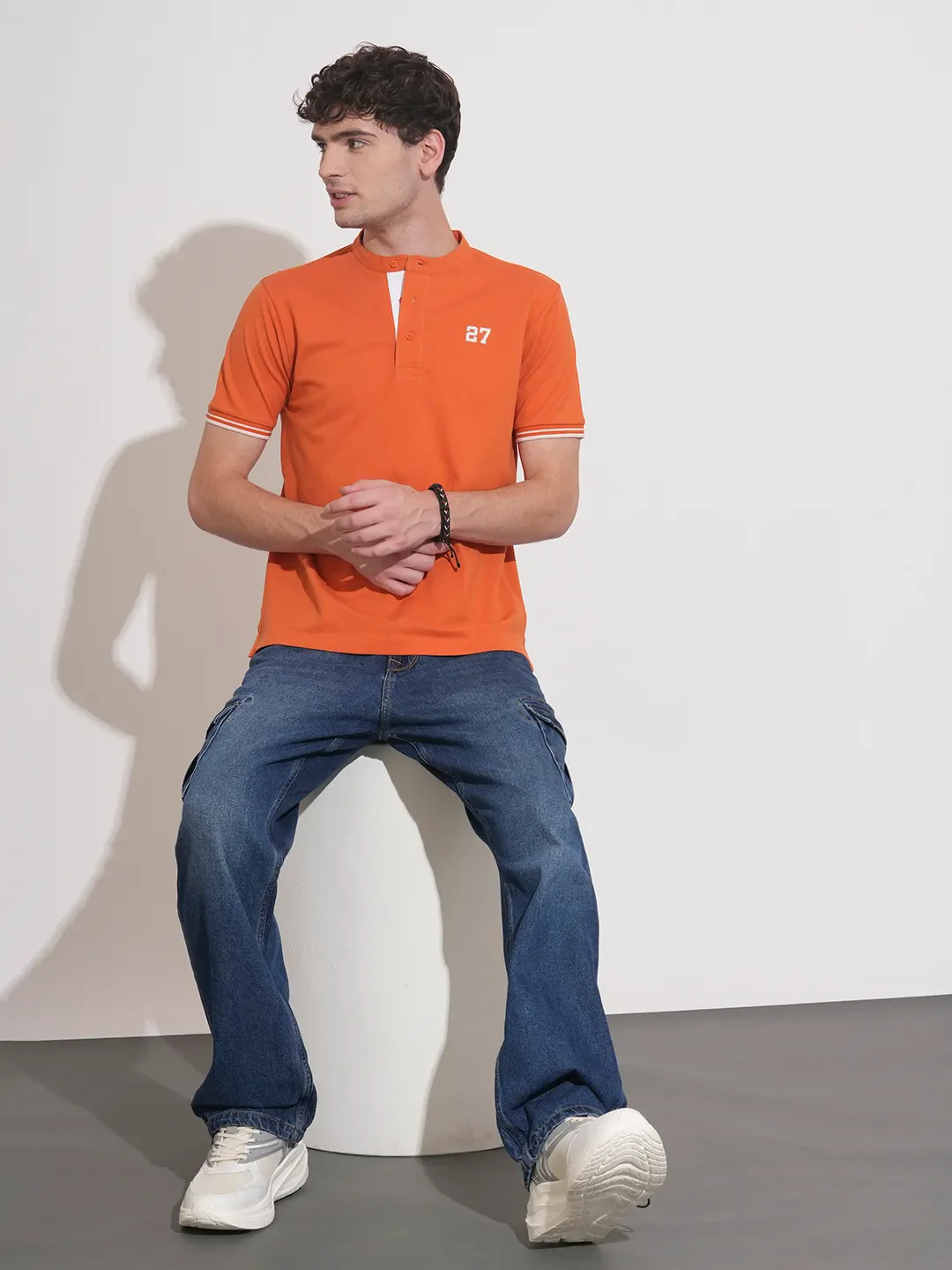 Brown Regular Fit Men's Polo T-Shirt by Being Human Clothing - Image 4