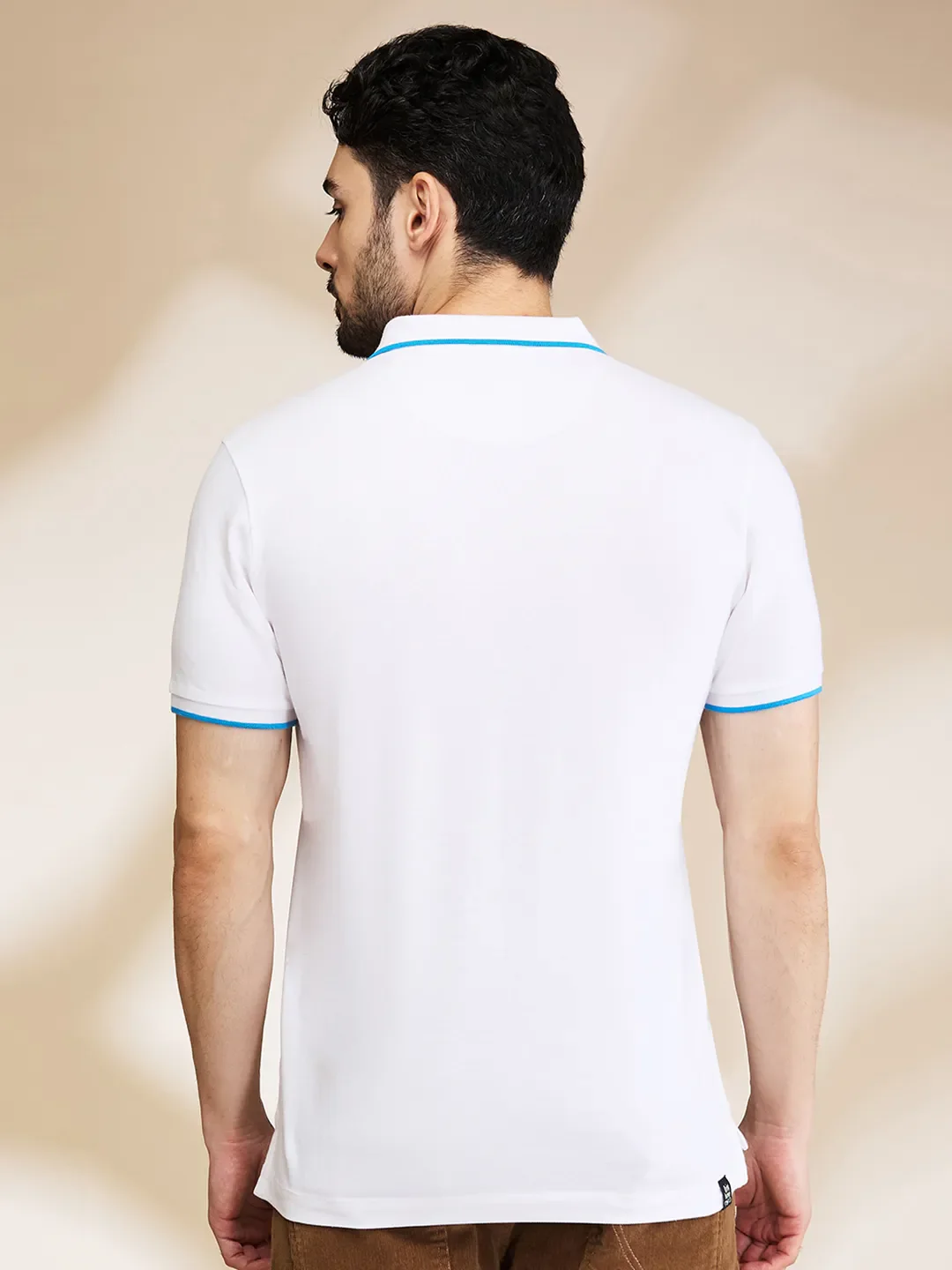 White Regular Fit Men's Polo T-Shirt by Being Human Clothing - Image 3