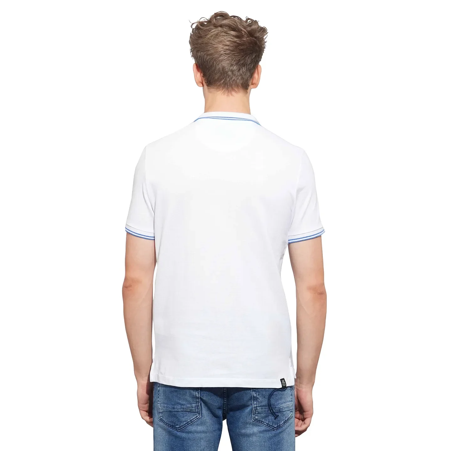 White Regular Fit Men's Polo T-Shirt by Being Human Clothing - Image 3
