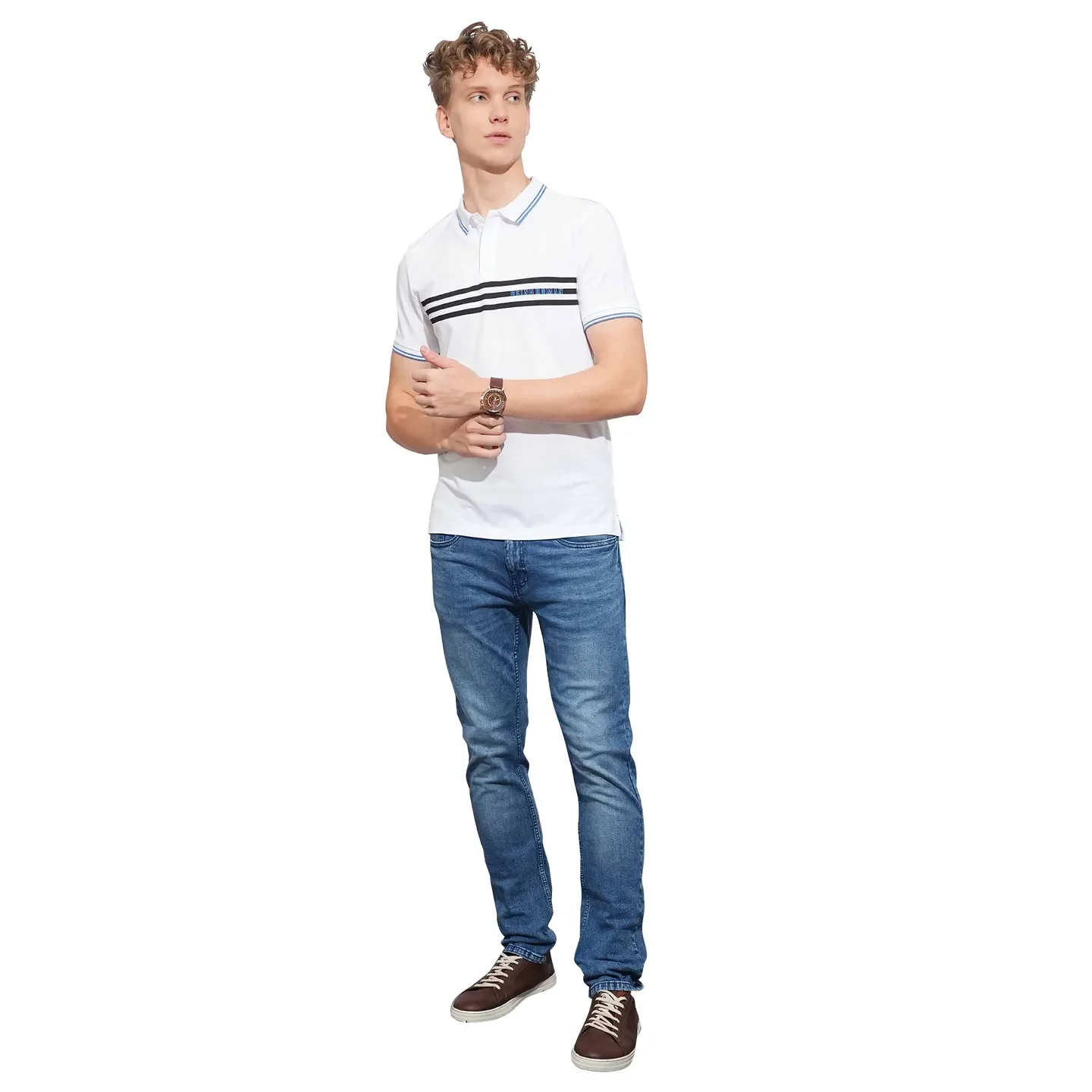 White Regular Fit Men's Polo T-Shirt by Being Human Clothing - Image 4