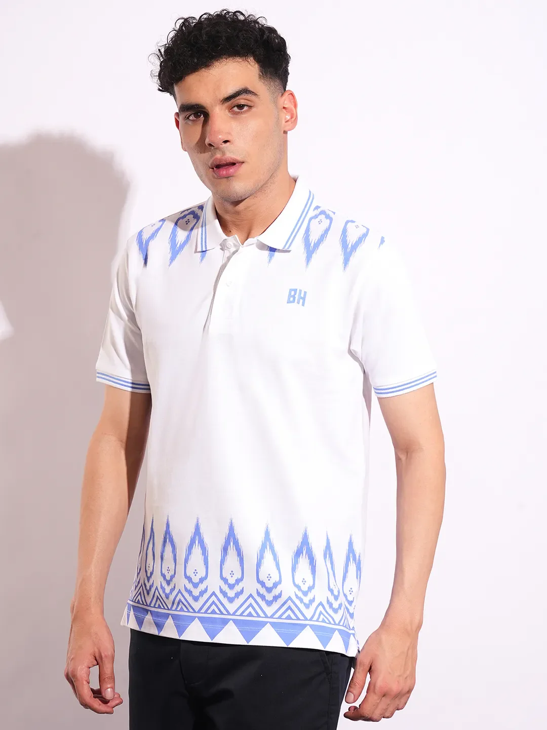 White Regular Fit Men's Polo T-Shirt by Being Human Clothing - Image 2