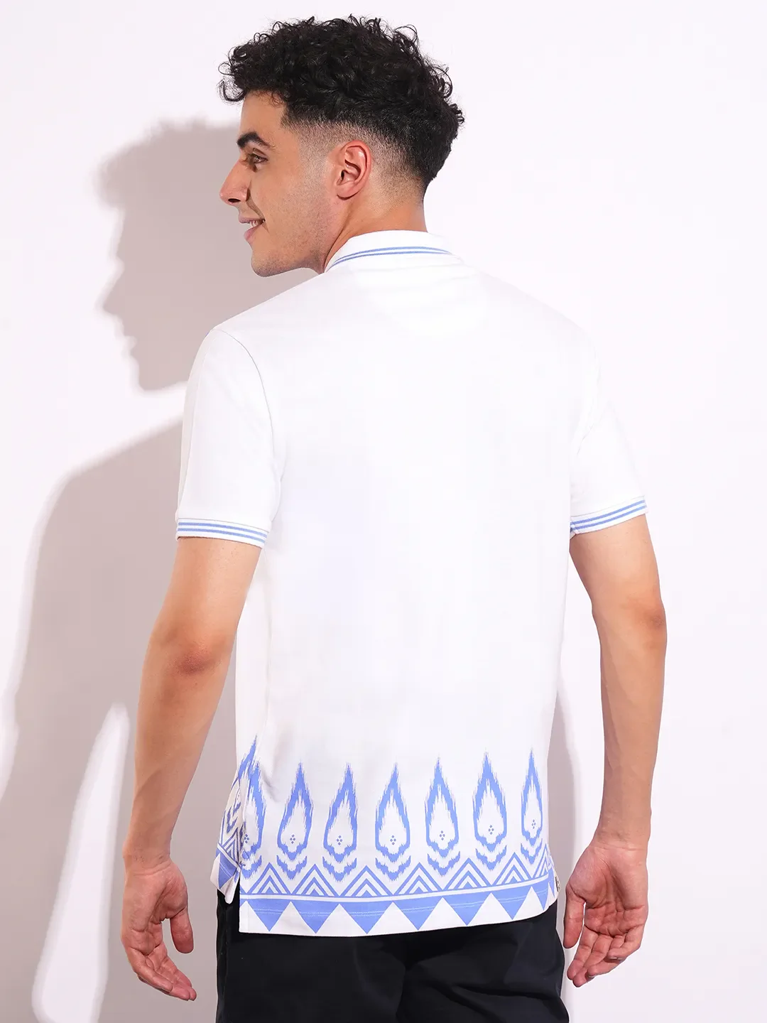 White Regular Fit Men's Polo T-Shirt by Being Human Clothing - Image 3