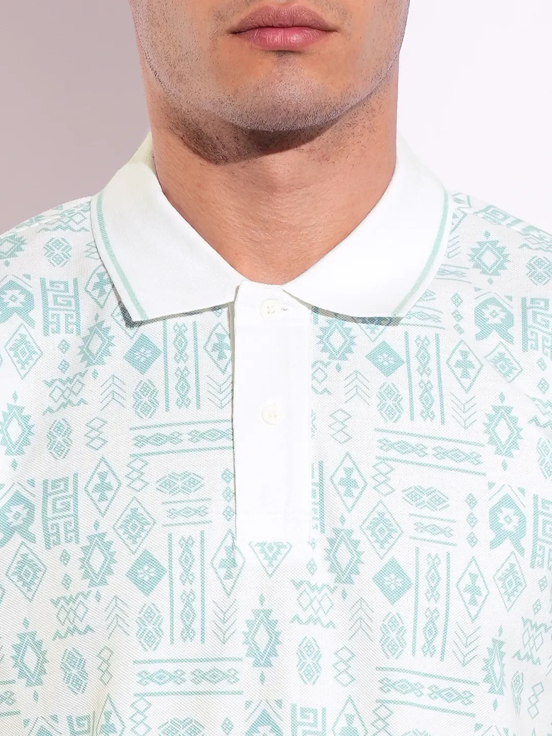 White Regular Fit Men's Polo T-Shirt by Being Human Clothing - Image 5