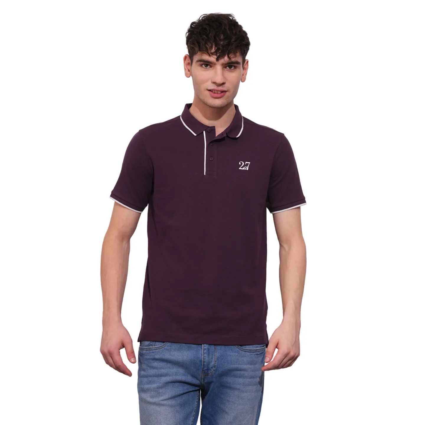 Wine Regular Fit Men's Polo T-Shirt by Being Human Clothing