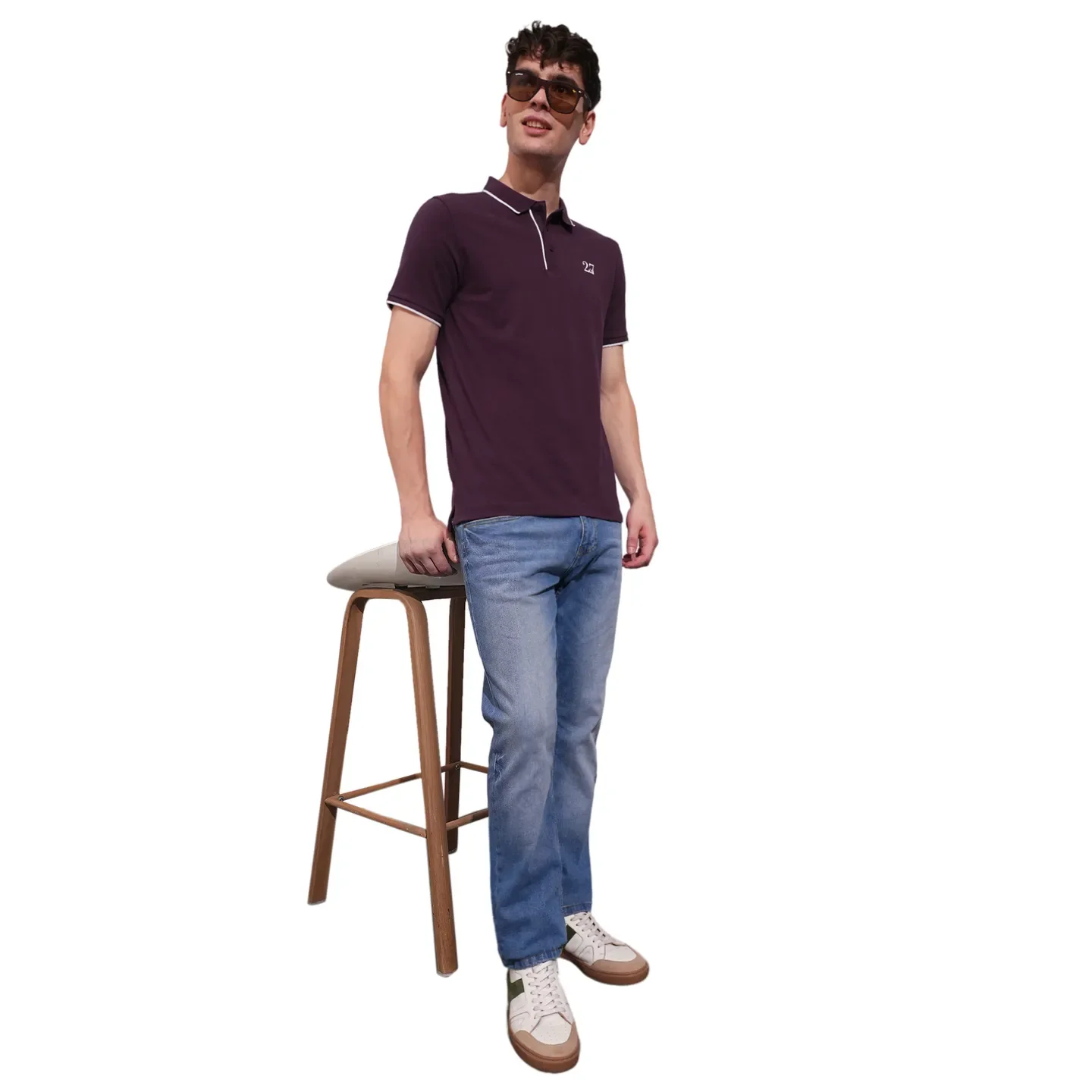 Wine Regular Fit Men's Polo T-Shirt by Being Human Clothing - Image 4