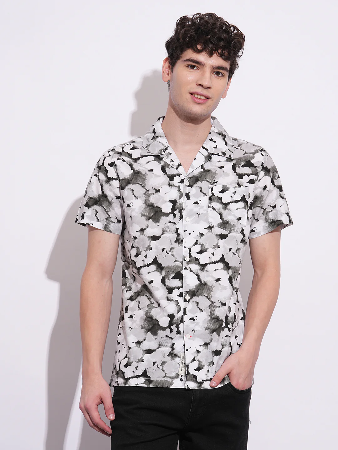 Black Regular Fit Regular Collar Men's Shirt by Being Human Clothing