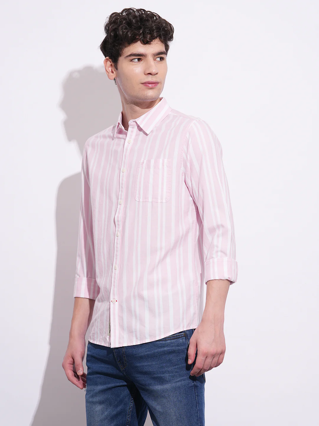 Light Pink Regular Fit Regular Collar Men's Shirt by Being Human Clothing - Image 2