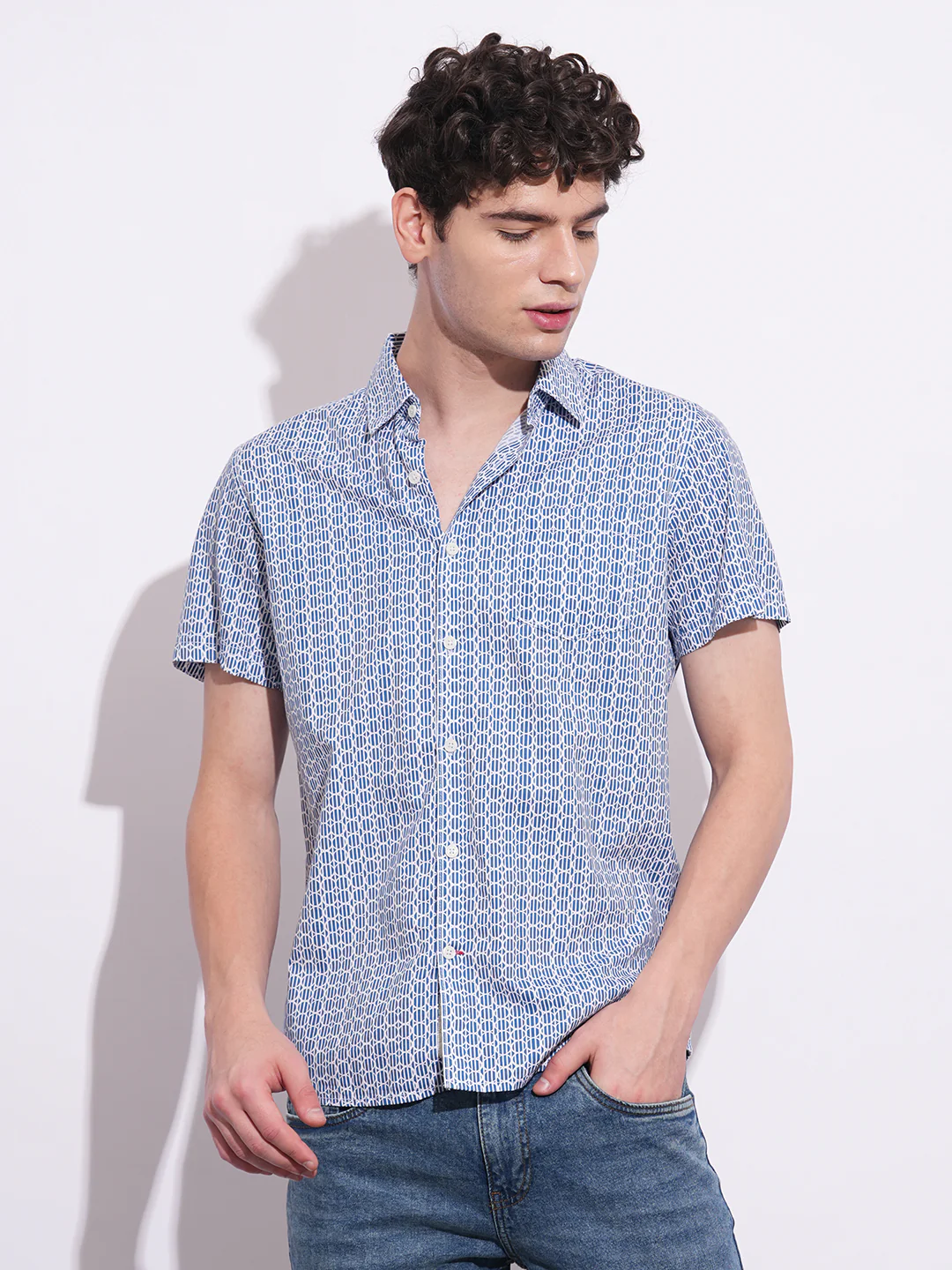 Navy Regular Fit Regular Collar Men's Shirt by Being Human Clothing