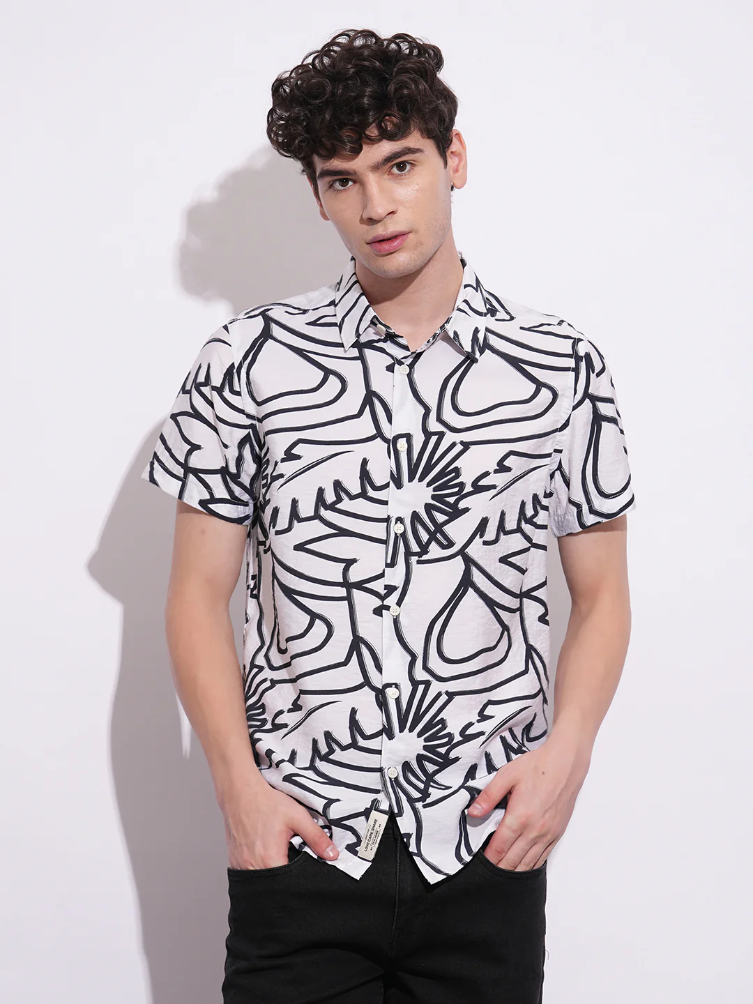 White Regular Fit Regular Collar Men's Shirt by Being Human Clothing