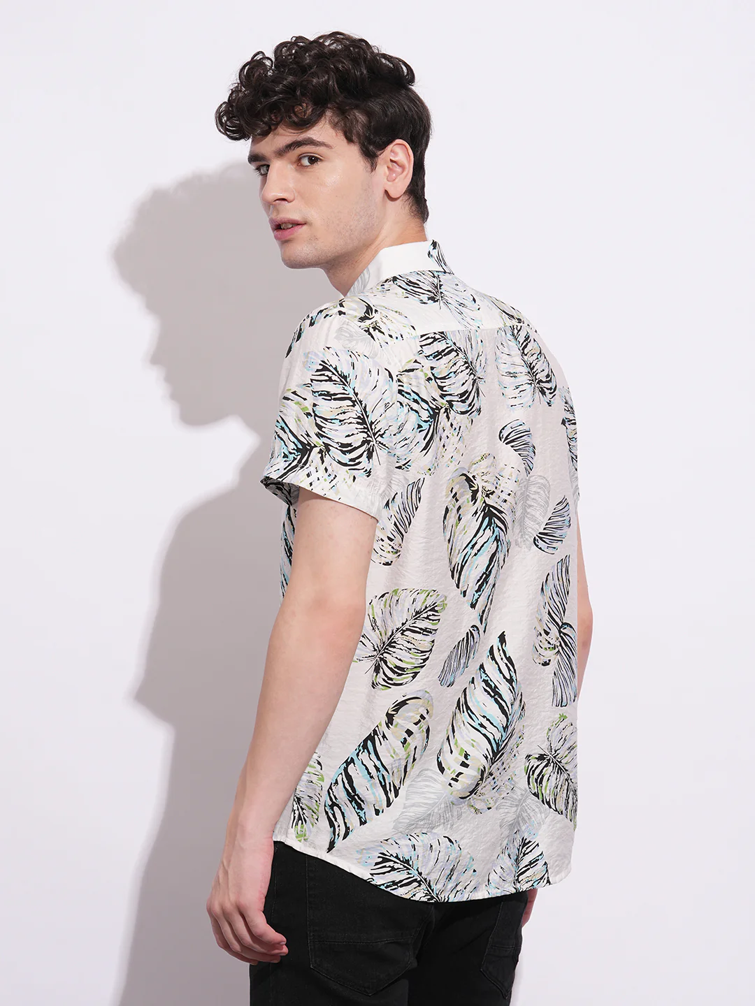 White Regular Fit Regular Collar Men's Shirt by Being Human Clothing - Image 3