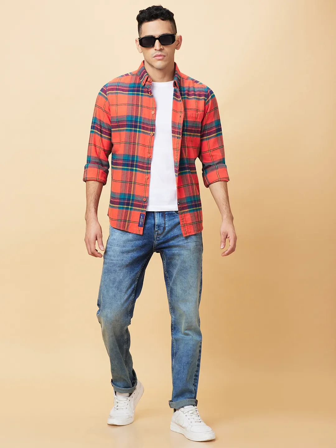 Yellow Slim Straight Fit Regular Collar Long Sleeves Men's Shirt by Being Human Clothing - Image 6