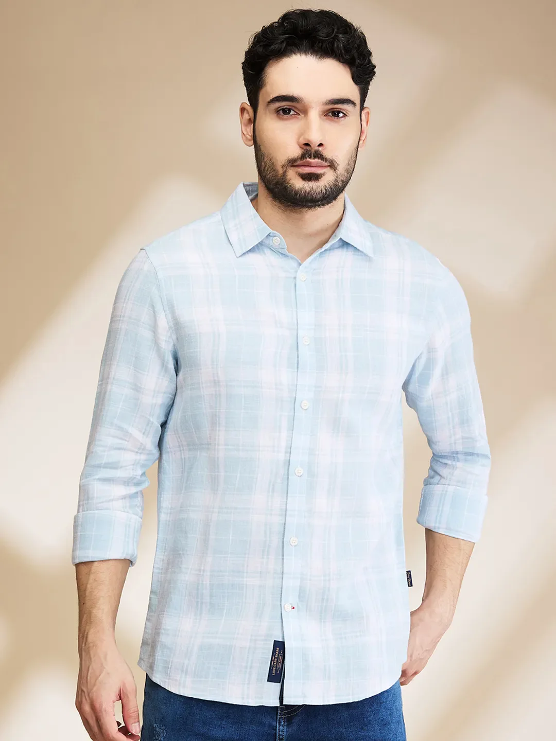 Aqua Slim Fit Regular Collar Men's Shirt by Being Human Clothing