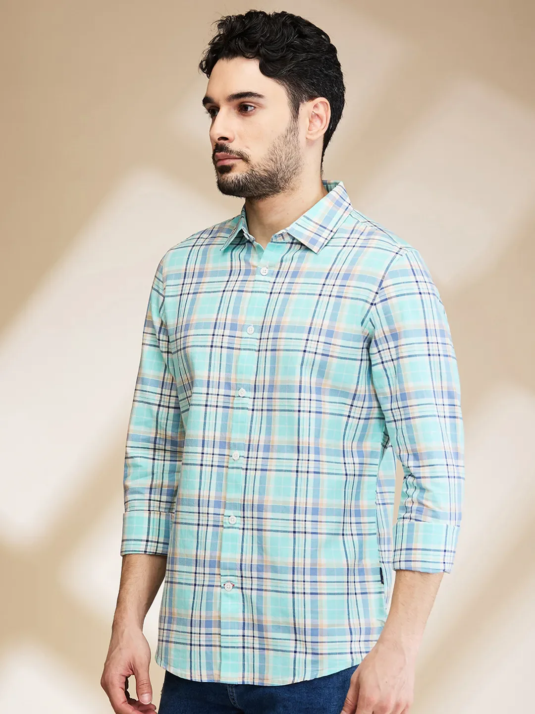 Aqua Slim Fit Regular Collar Men's Shirt by Being Human Clothing - Image 4