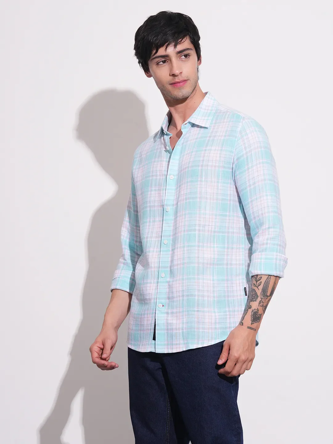 Aqua Slim Fit Regular Collar Men's Shirt by Being Human Clothing - Image 2