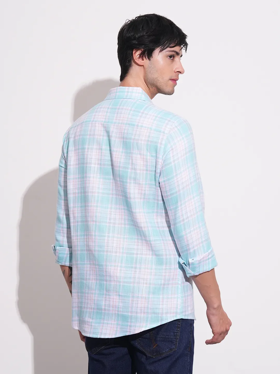 Aqua Slim Fit Regular Collar Men's Shirt by Being Human Clothing - Image 3