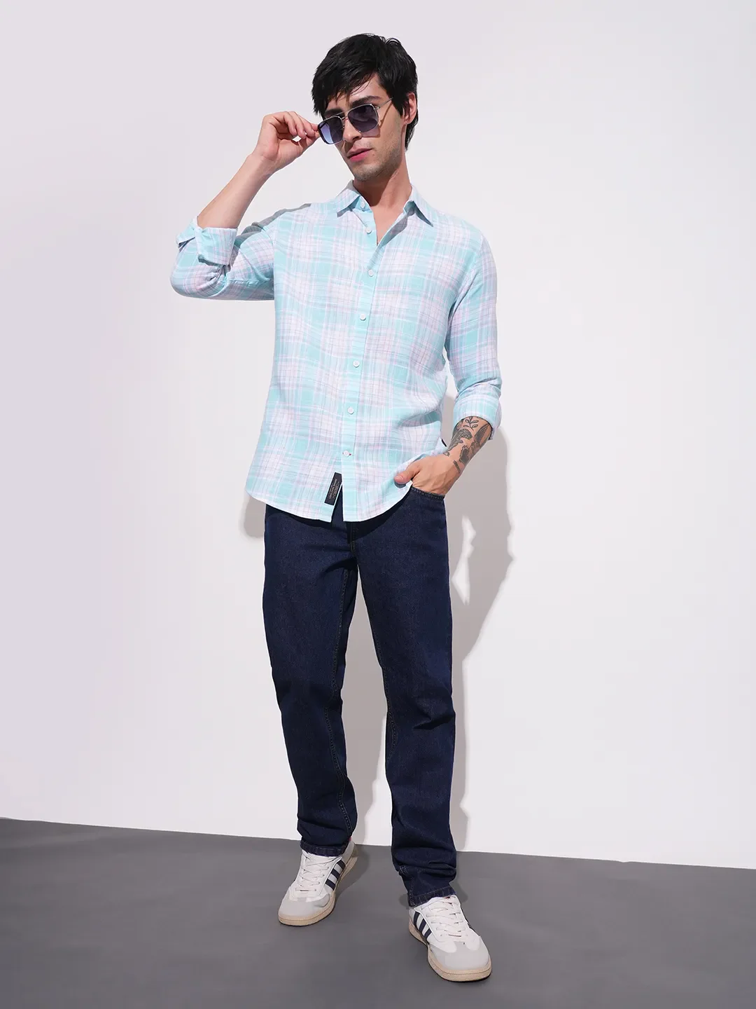 Aqua Slim Fit Regular Collar Men's Shirt by Being Human Clothing - Image 4