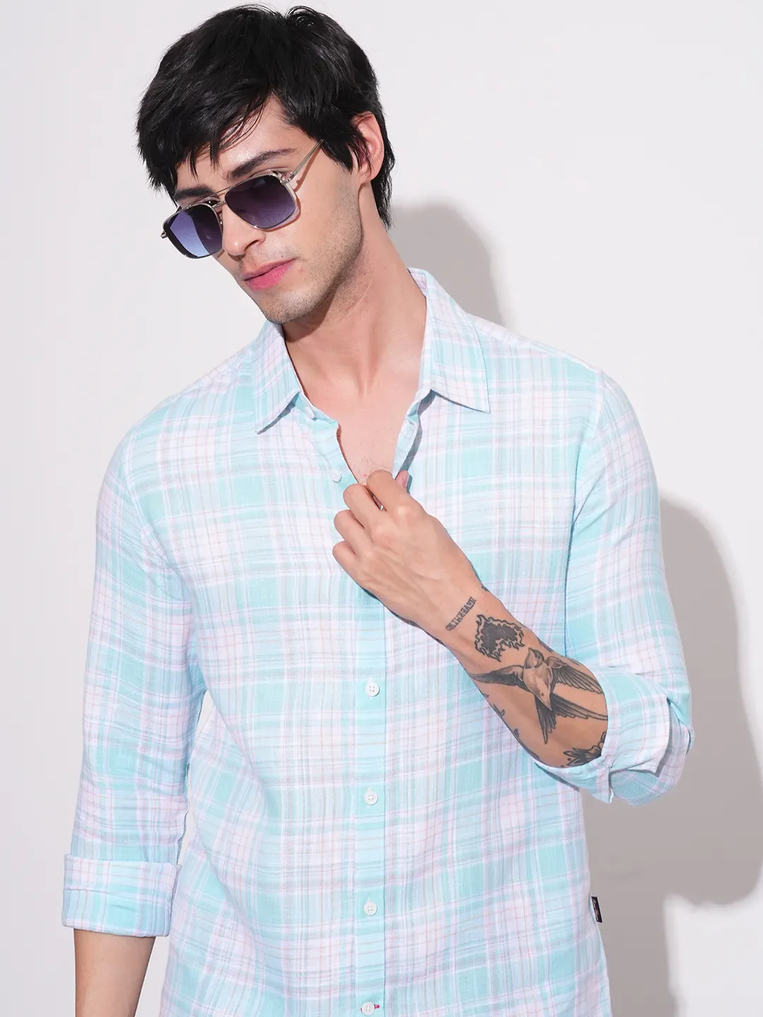 Aqua Slim Fit Regular Collar Men's Shirt by Being Human Clothing - Image 6