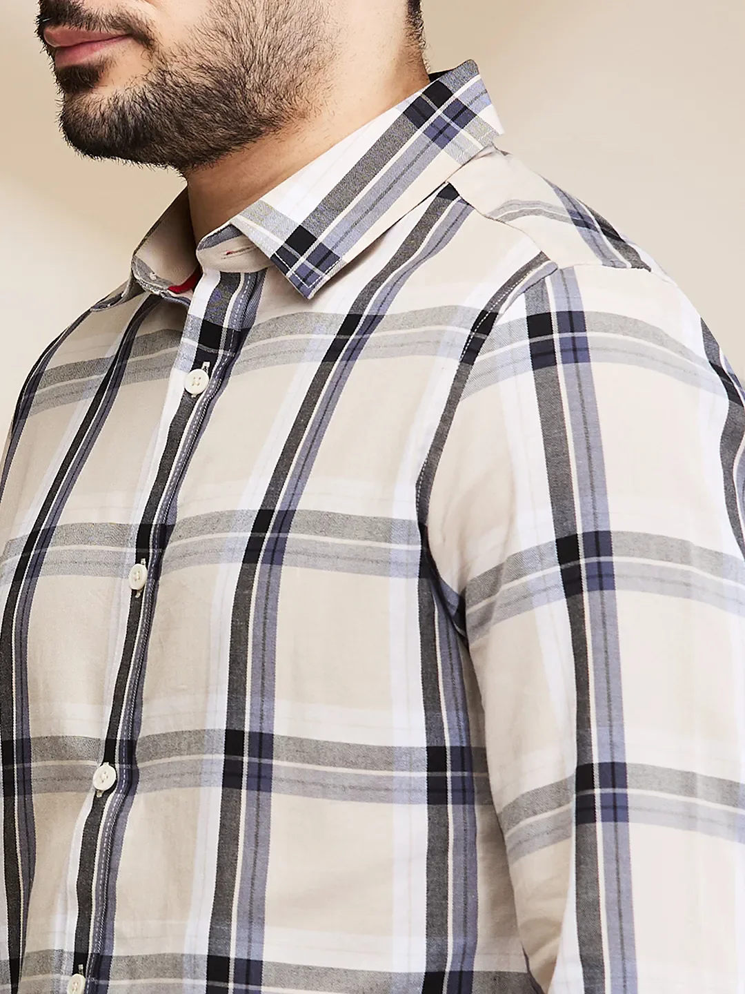 Beige Slim Fit Regular Collar Men's Shirt by Being Human Clothing - Image 5