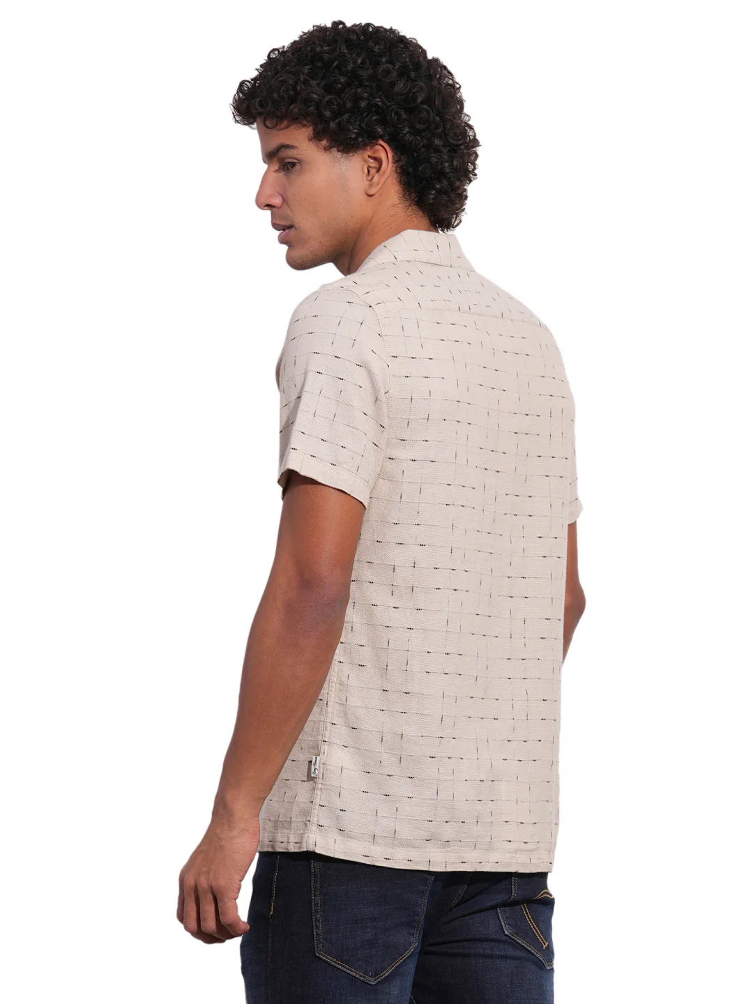 Beige Easy Fit Regular Collar Men's Shirt by Being Human Clothing - Image 3