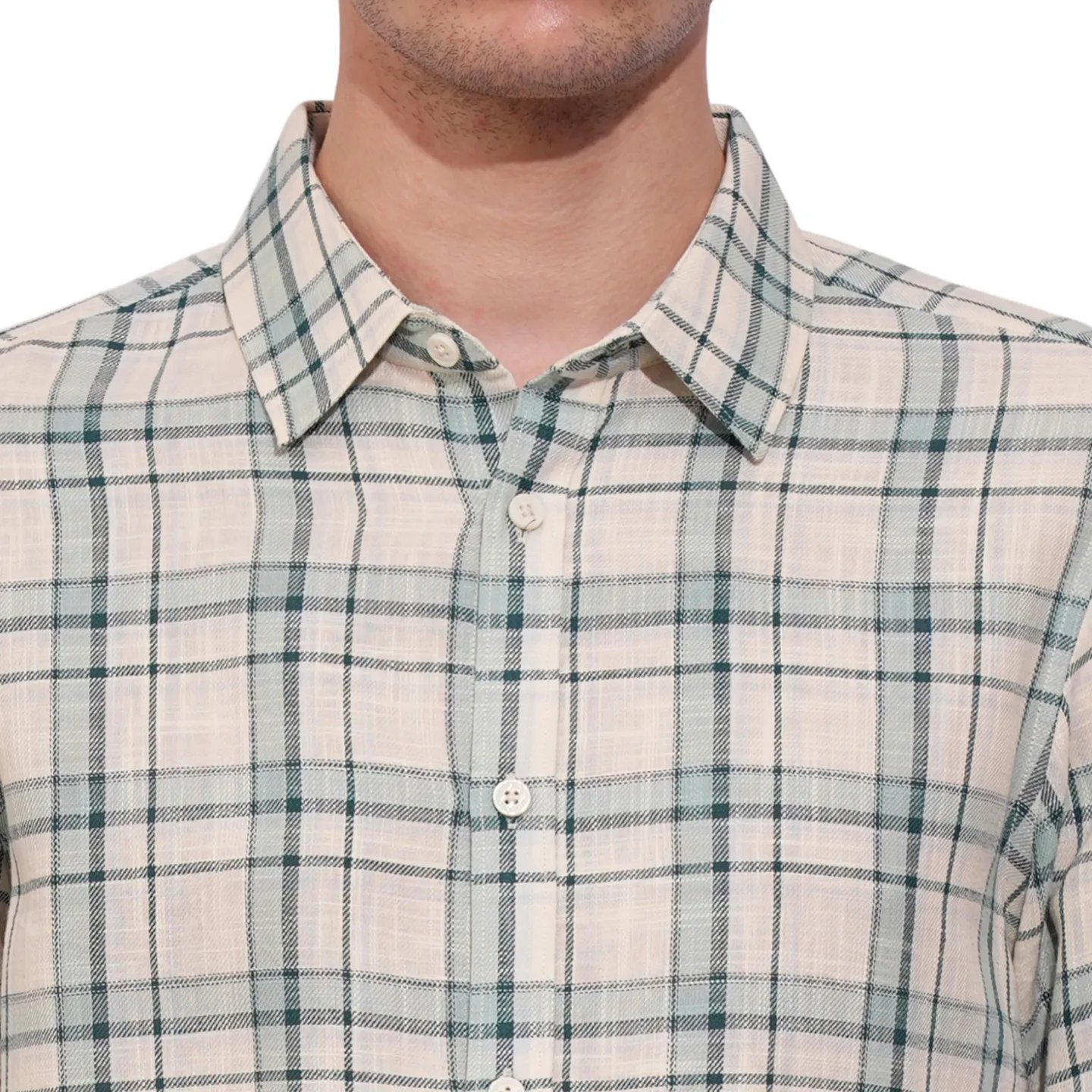 Beige Slim Fit Regular Collar Men's Shirt by Being Human Clothing - Image 5