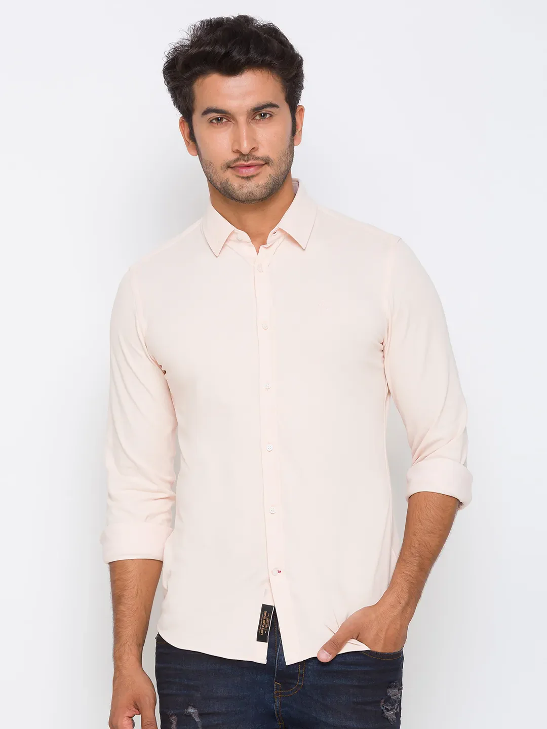 orange Super Slim Fit Regular Collar Long Sleeves Men's Shirt by Being Human Clothing - Image 2