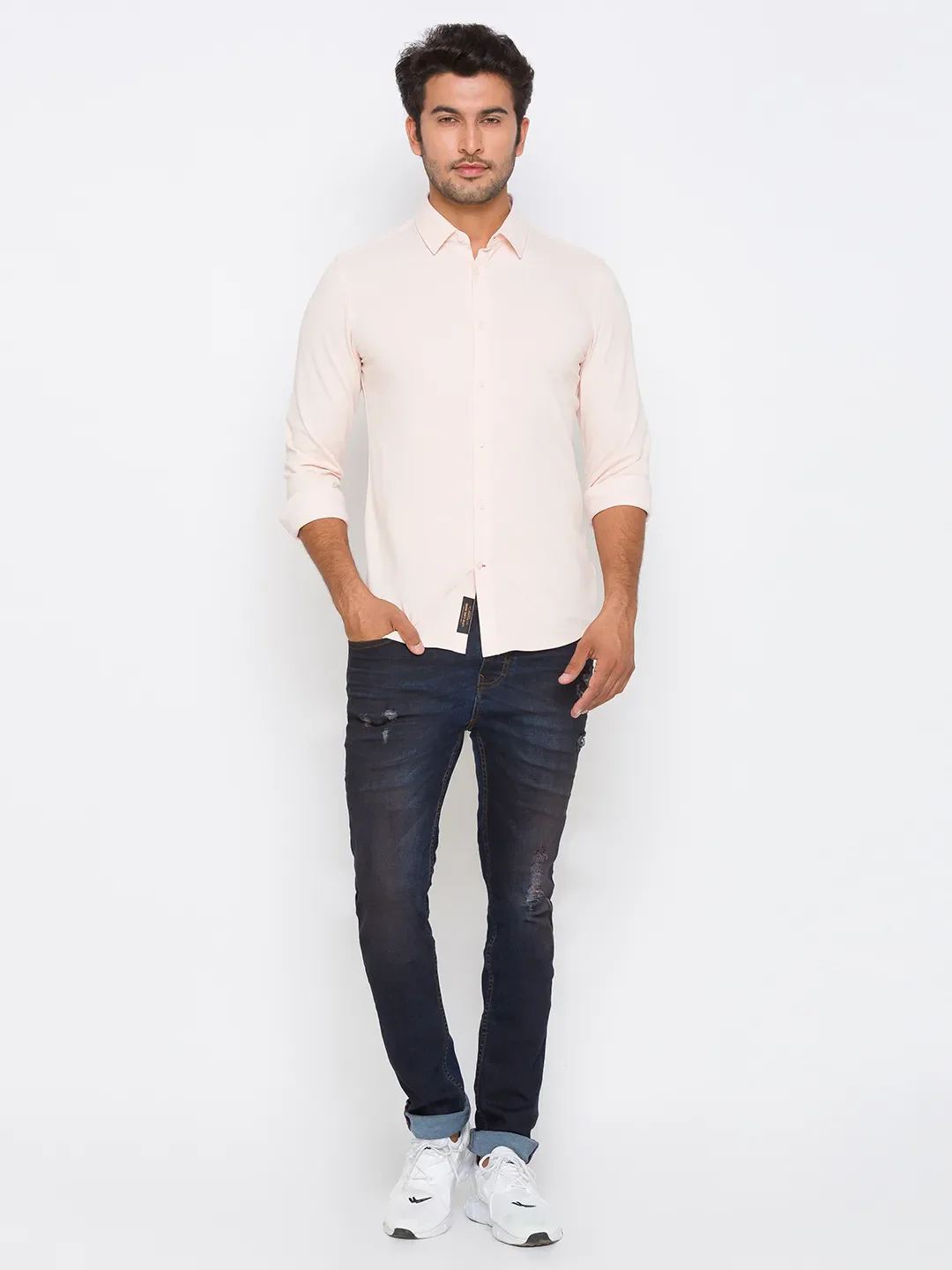 orange Super Slim Fit Regular Collar Long Sleeves Men's Shirt by Being Human Clothing - Image 3