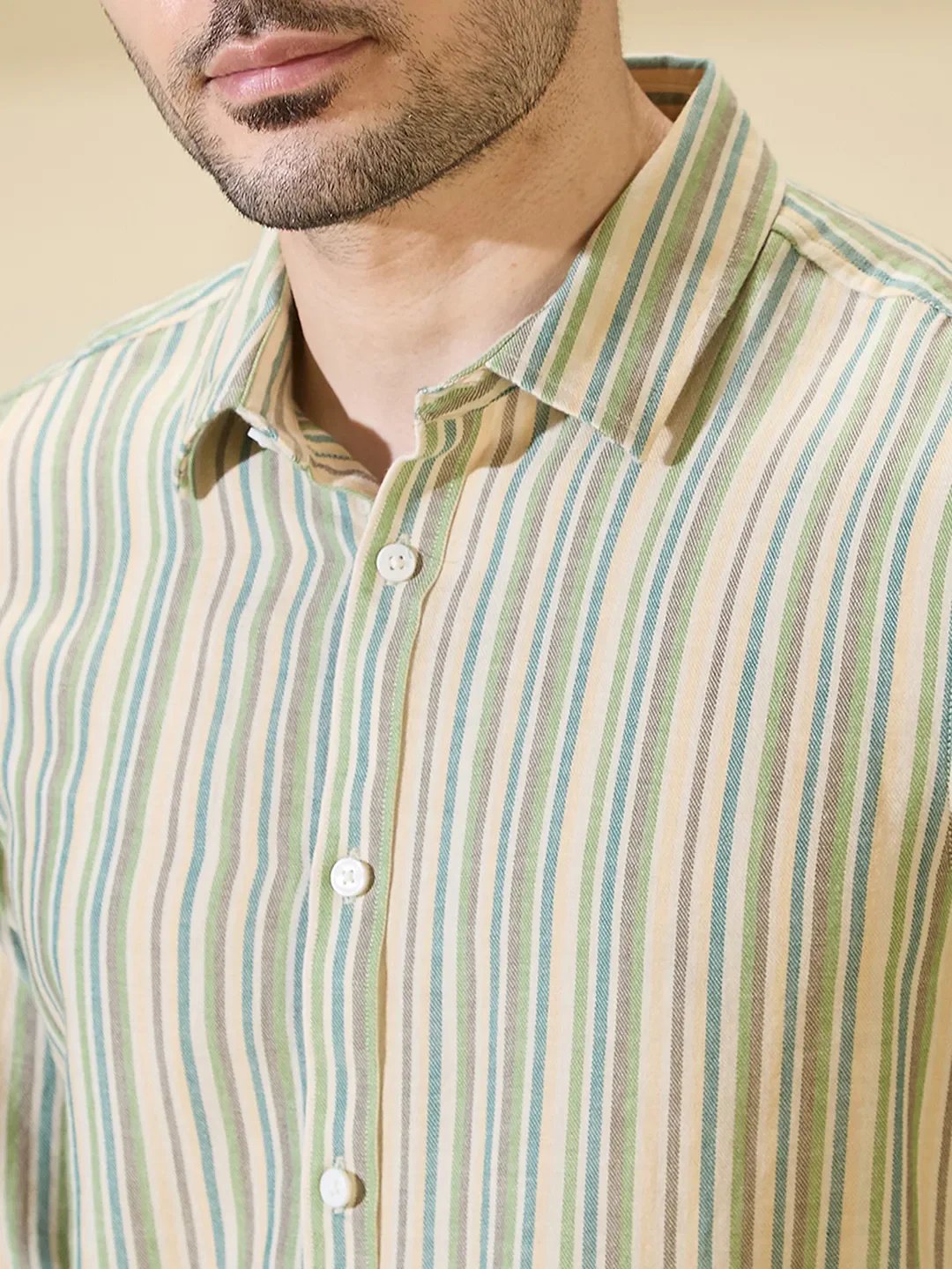 Green Regular Fit Regular Collar Men's Shirt by Being Human Clothing - Image 5