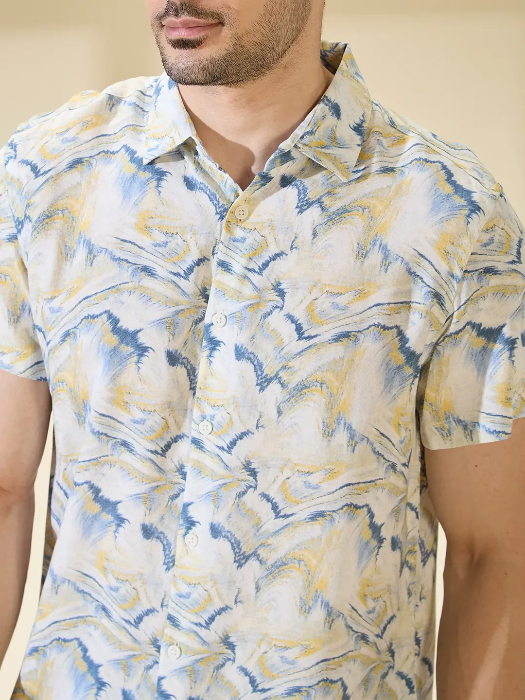 White Slim Straight Fit Regular Collar Short Sleeves Men's Shirt by Being Human Clothing - Image 5