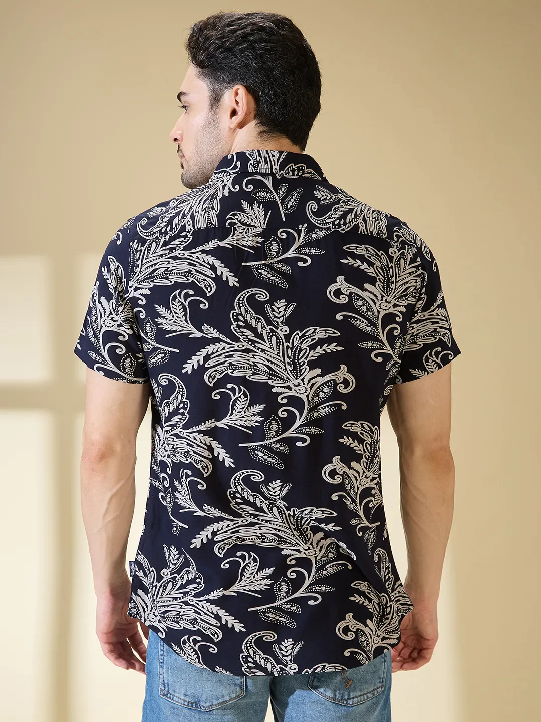 Black Slim Straight Fit Regular Collar Short Sleeves Men's Shirt by Being Human Clothing - Image 3