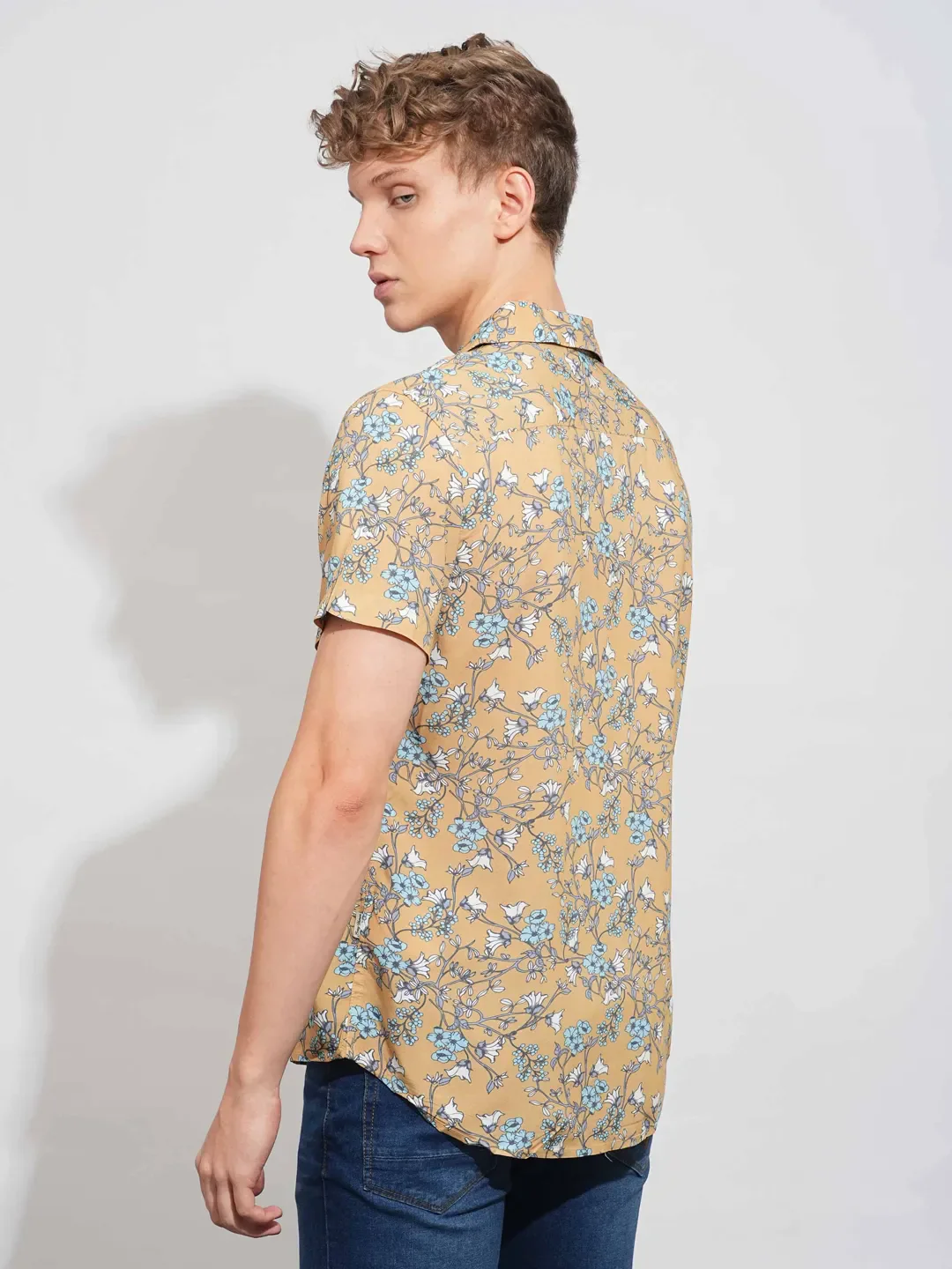Mustard Slim Fit Resort Collar Men's Shirt by Being Human Clothing - Image 3