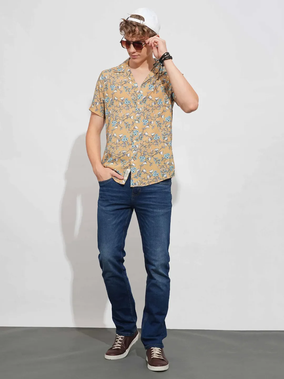 Mustard Slim Fit Resort Collar Men's Shirt by Being Human Clothing - Image 4