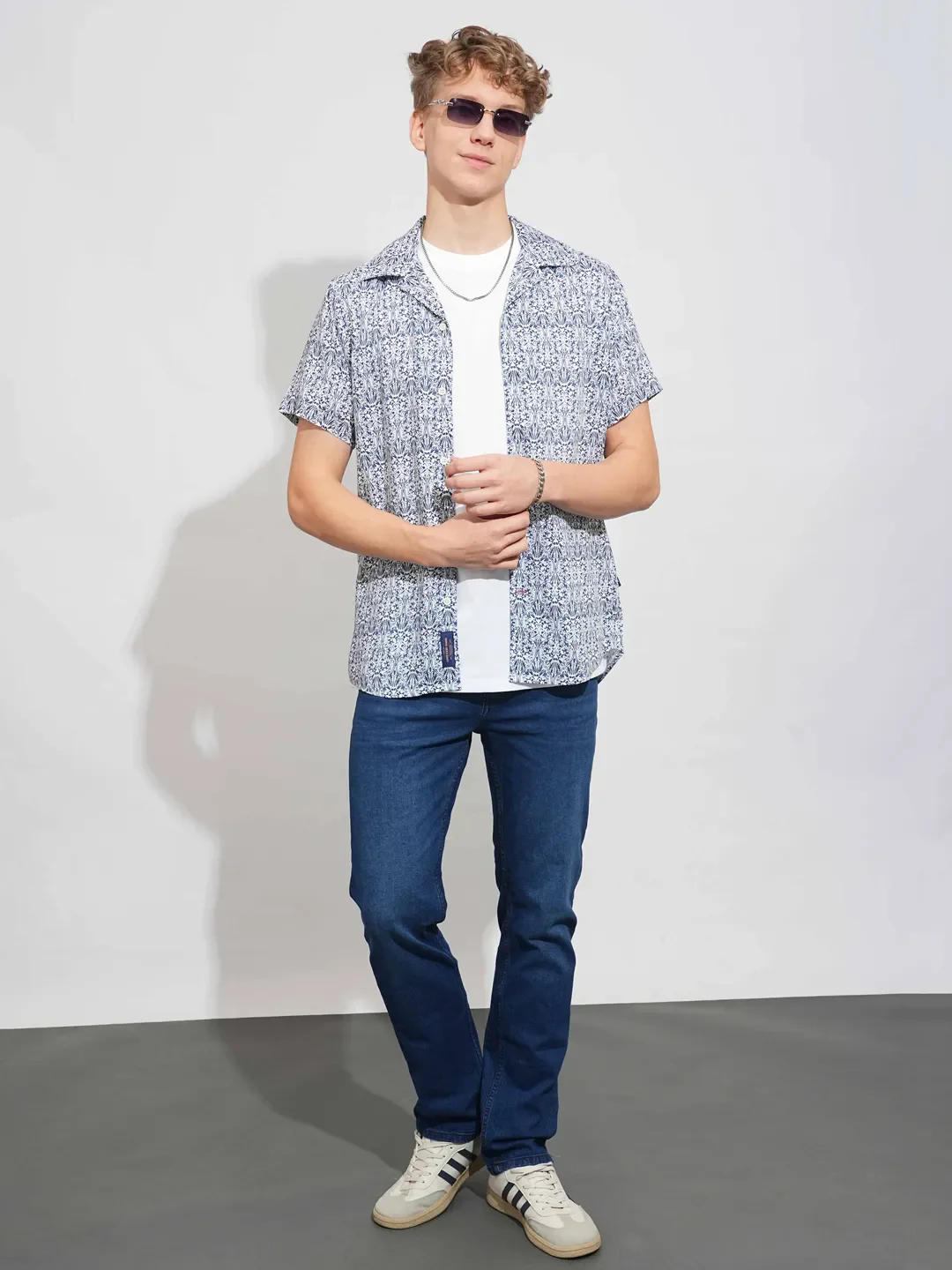 Navy Slim Fit Resort Collar Men's Shirt by Being Human Clothing - Image 4