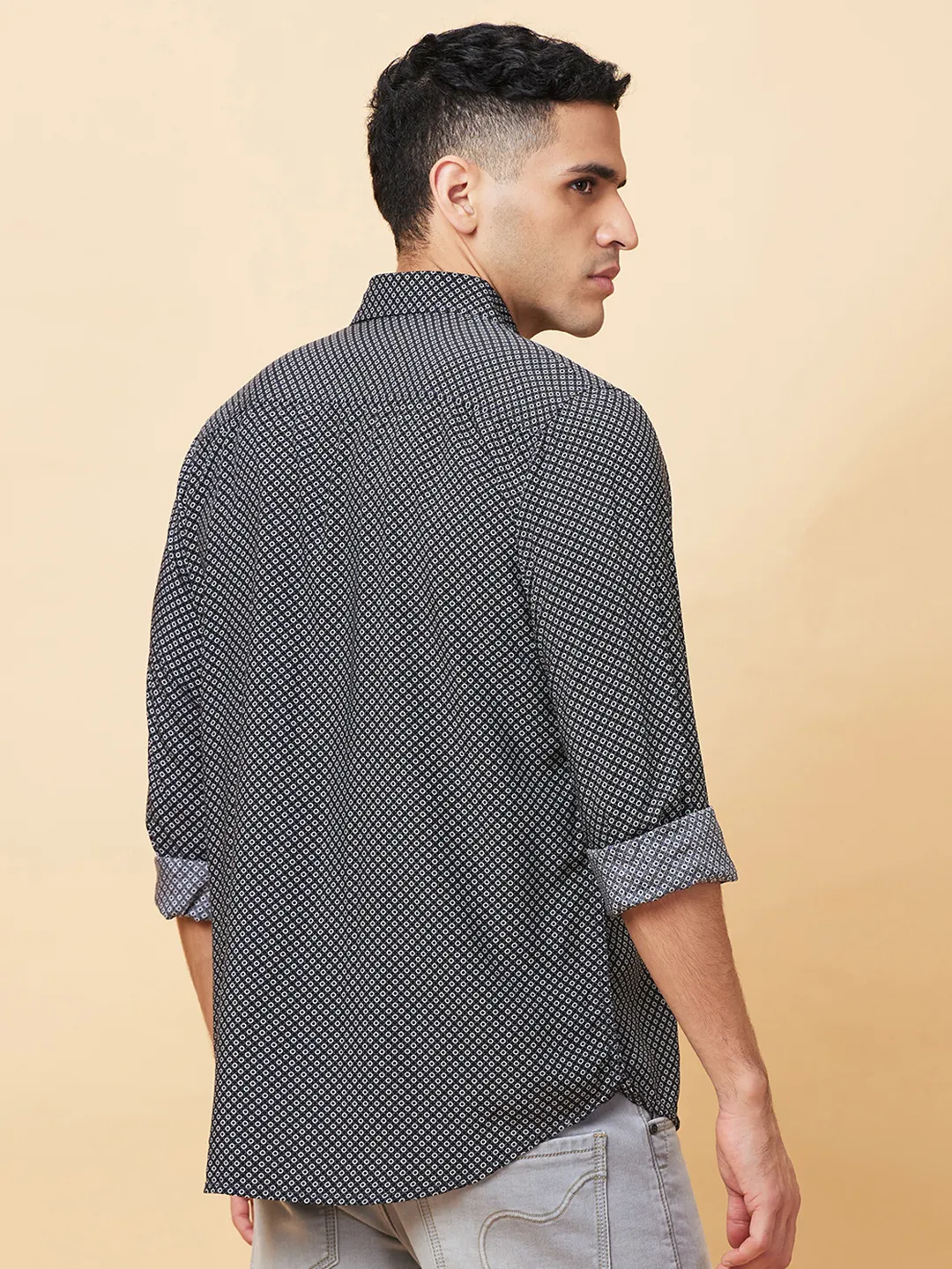 Black Slim Fit Regular Collar Men's Shirt by Being Human Clothing - Image 2