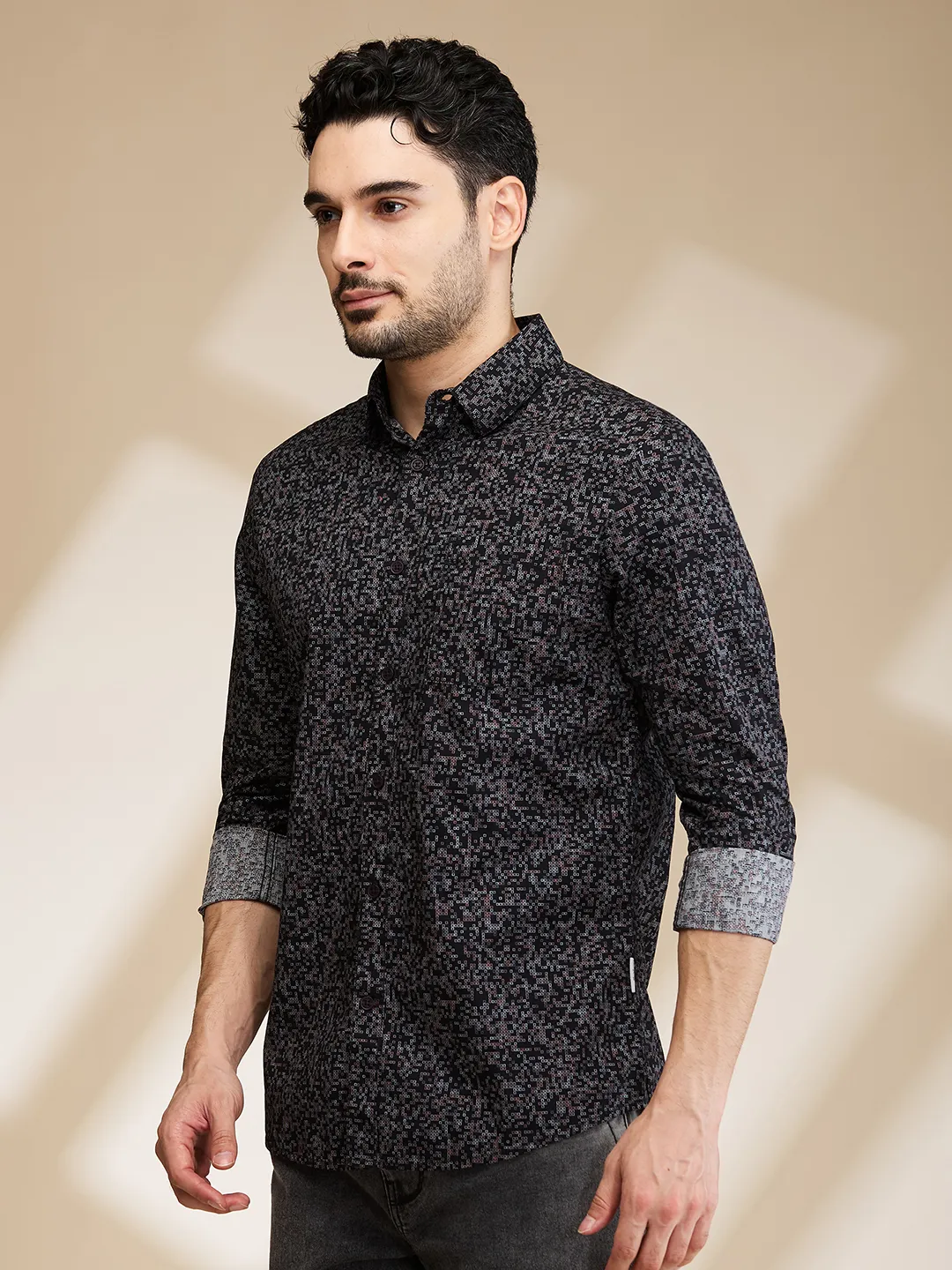 Black Slim Fit Regular Collar Men's Shirt by Being Human Clothing - Image 4