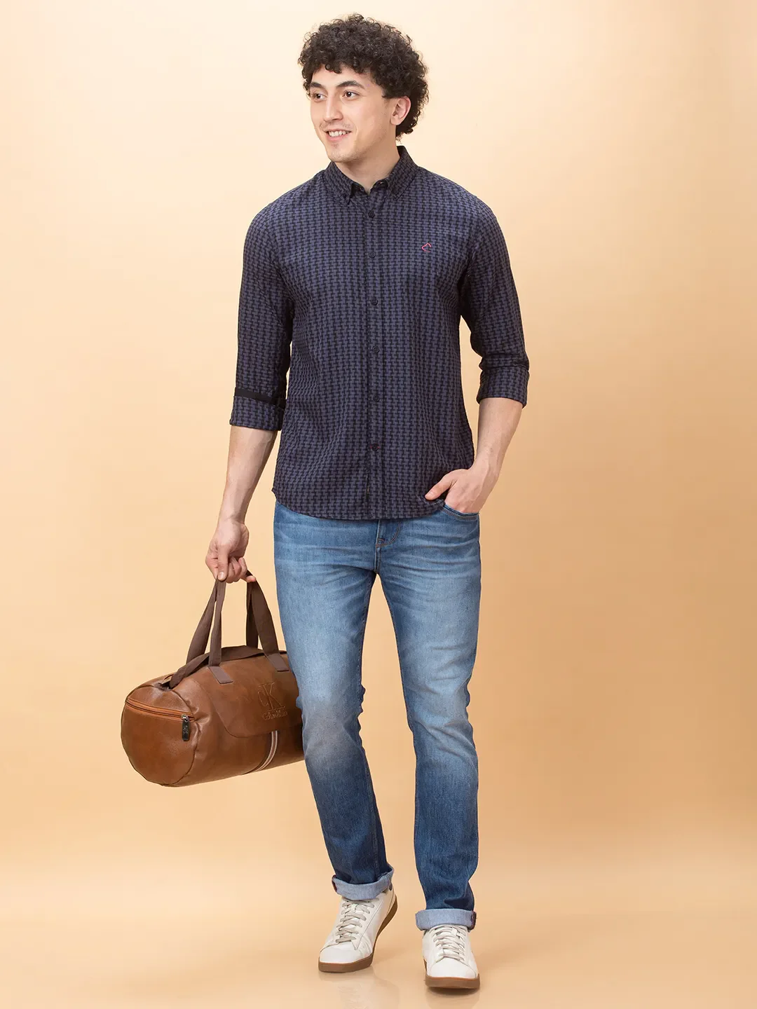 Black Slim Straight Fit Regular Collar Long Sleeves Men's Shirt by Being Human Clothing - Image 6