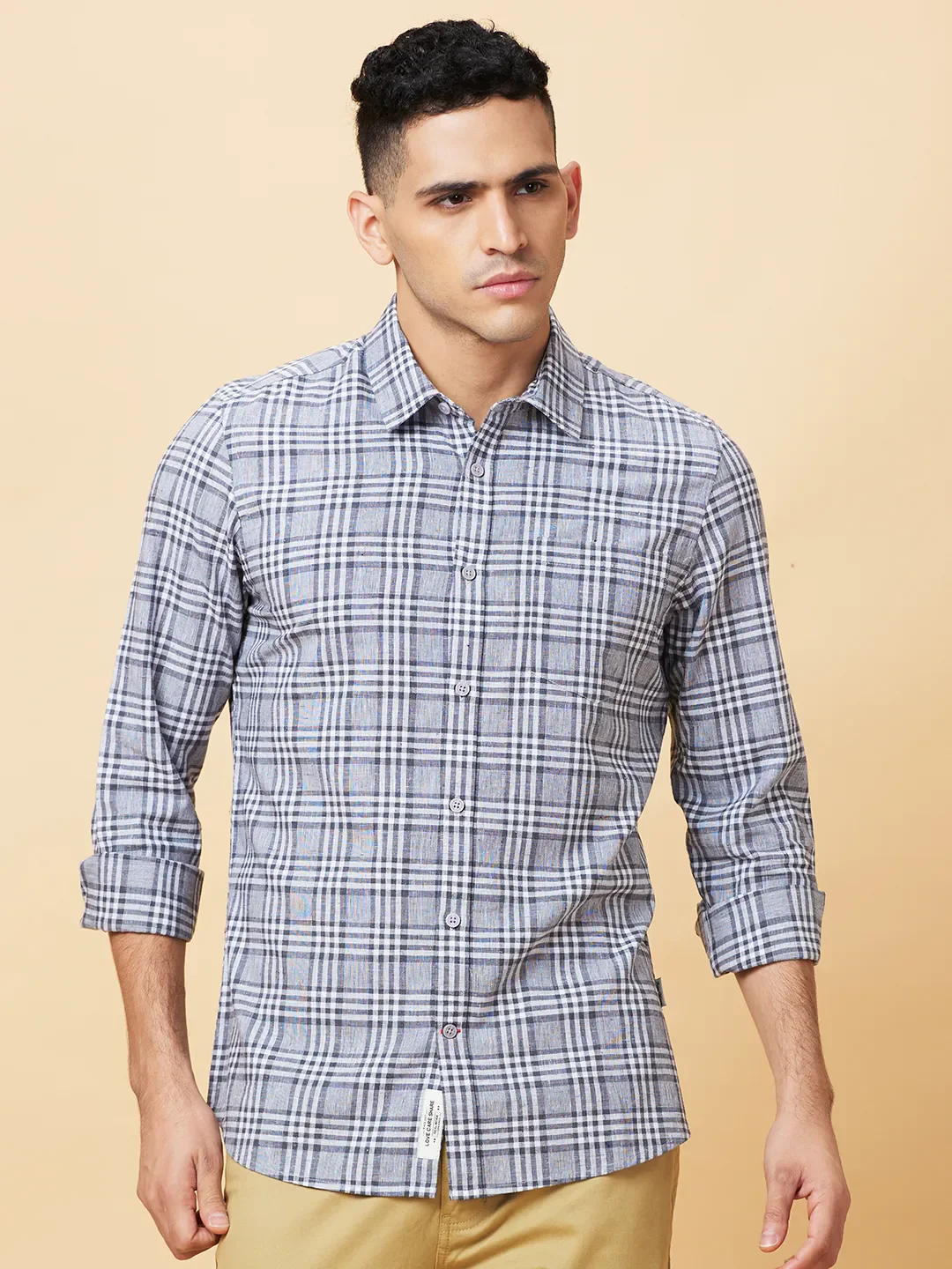 Black Slim Fit Regular Collar Men's Shirt by Being Human Clothing