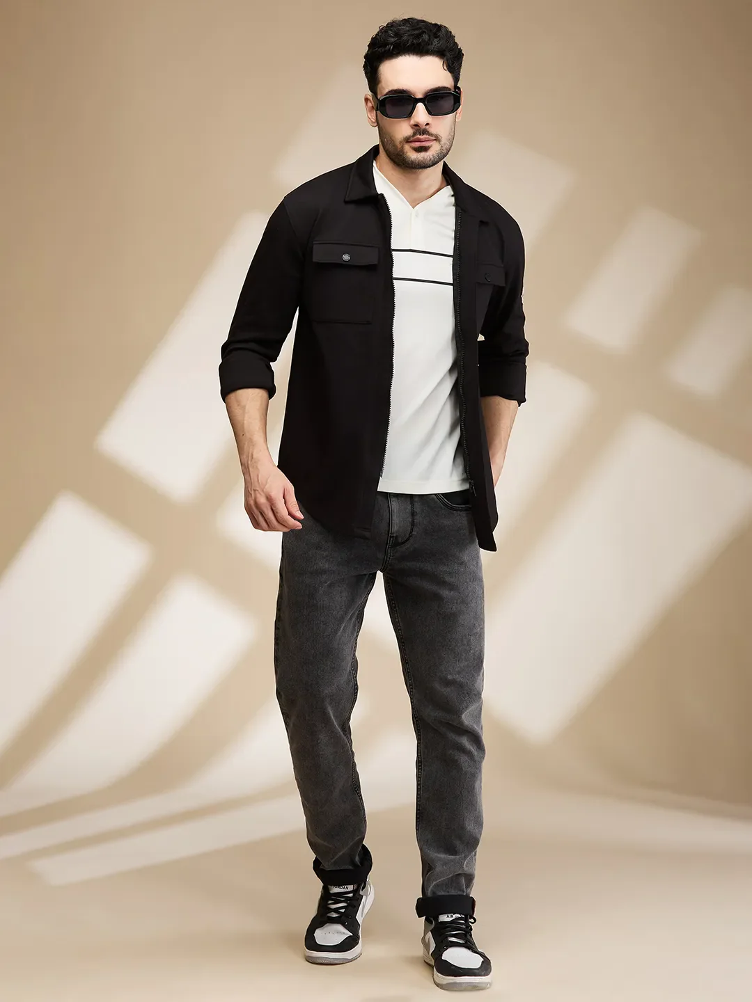 Black Slim Fit Regular Collar Men's Shirt by Being Human Clothing - Image 6