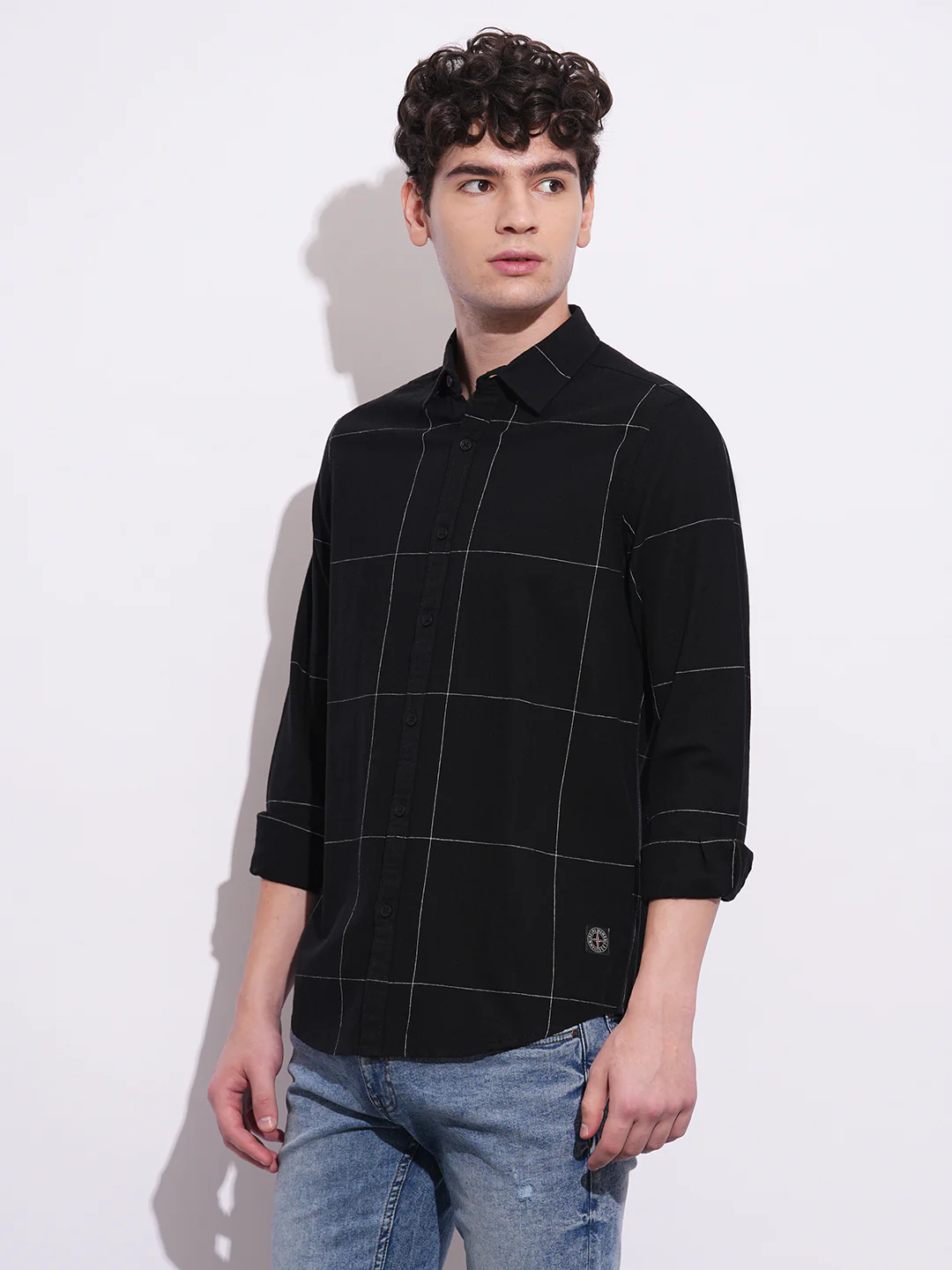 Black Regular Fit Regular Collar Men's Shirt by Being Human Clothing - Image 2