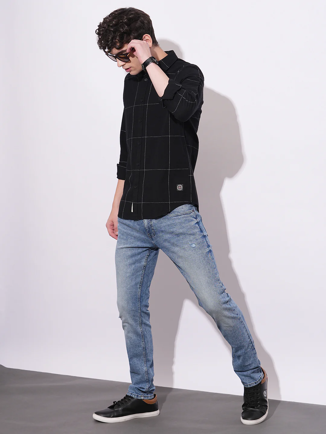 Black Regular Fit Regular Collar Men's Shirt by Being Human Clothing - Image 5