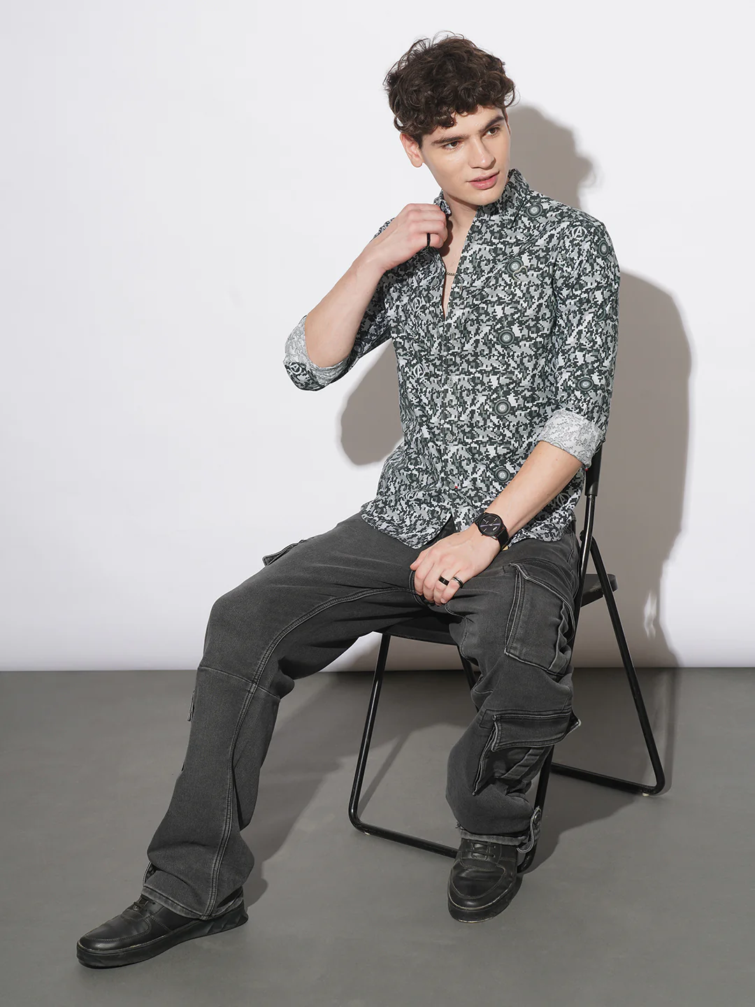 Black Comfort Fit Regular Collar Men's Shirt by Being Human Clothing - Image 5