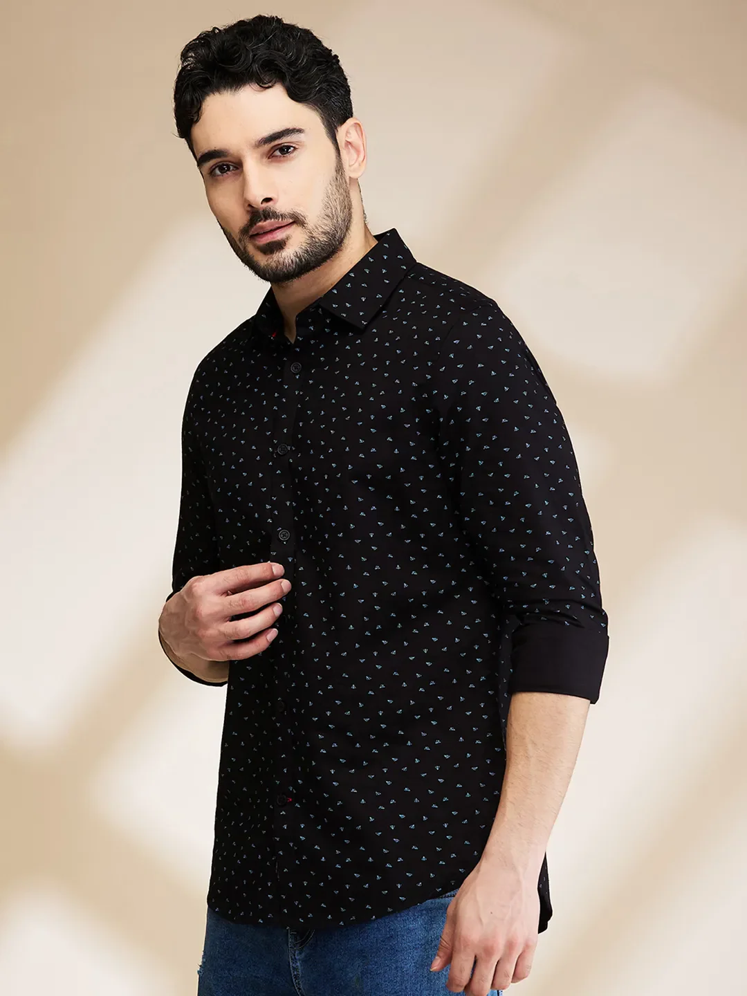 Black Slim Fit Regular Collar Men's Shirt by Being Human Clothing - Image 4