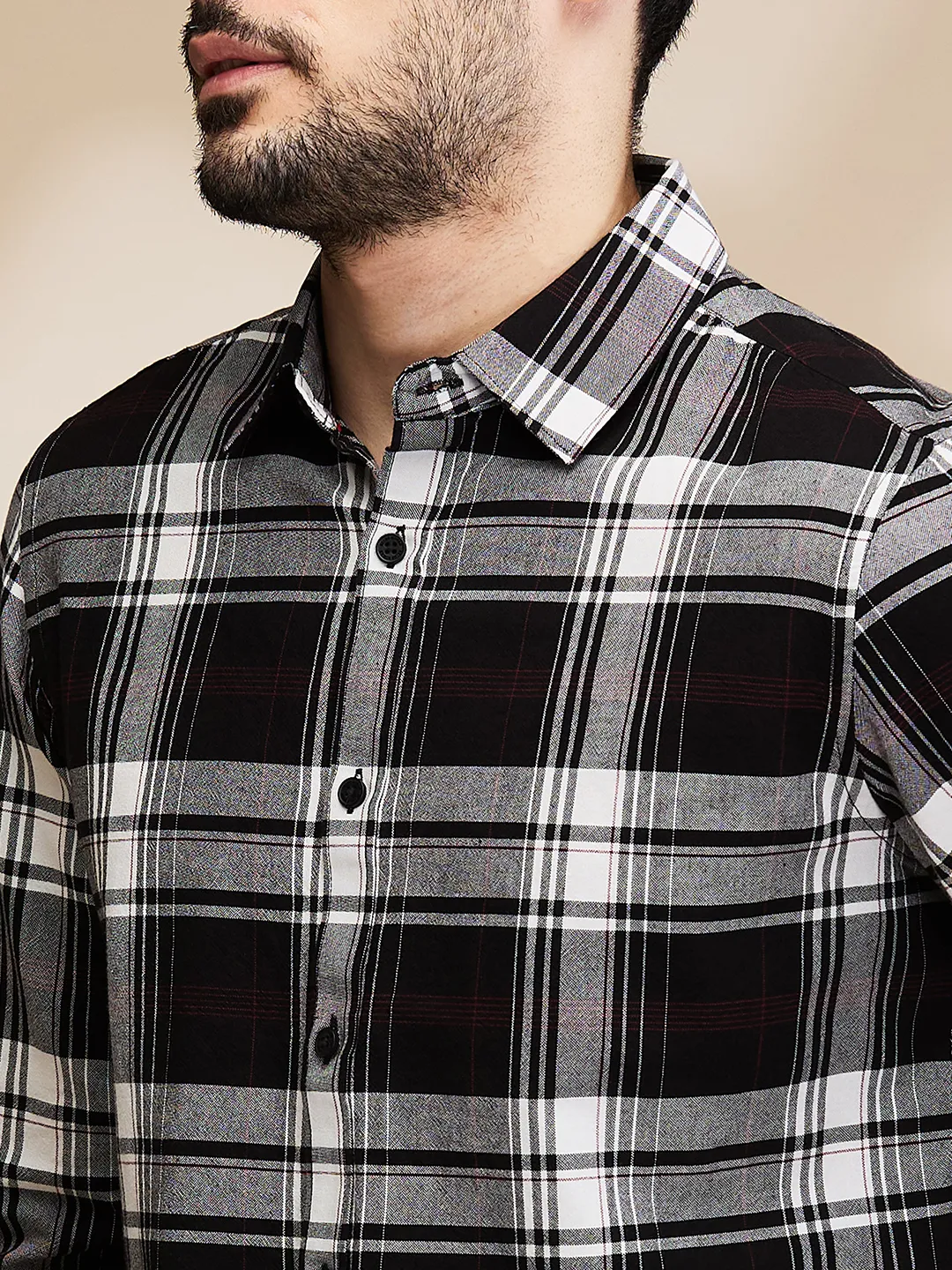 Black Slim Straight Fit Regular Collar Long Sleeves Men's Shirt by Being Human Clothing - Image 5