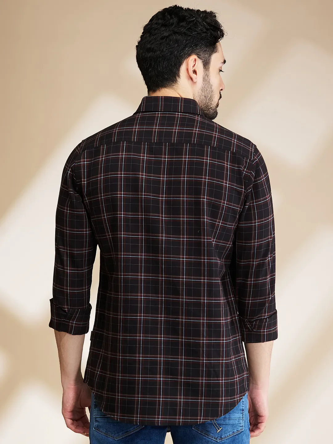 Black Slim Fit Regular Collar Men's Shirt by Being Human Clothing - Image 3